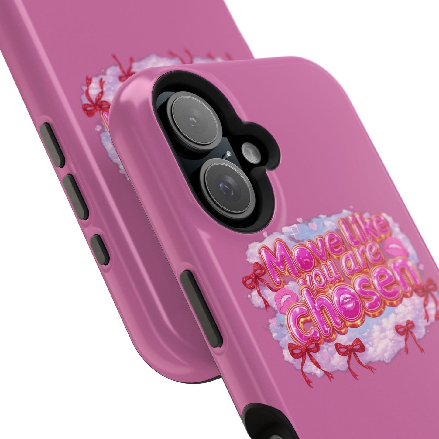 Impact-Resistant Phone Case — “Move Like You Are Chosen” Pink Floral Design