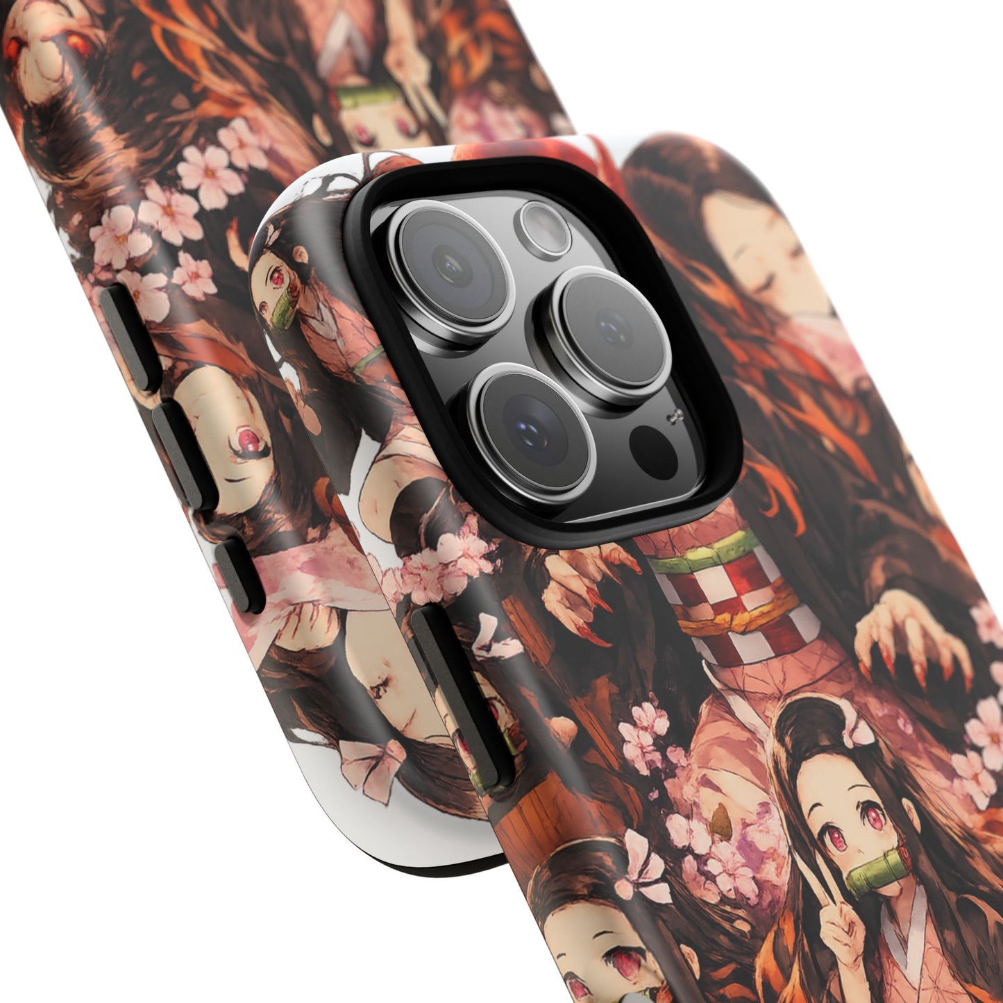 Anime Phone Case — Floral Nezuko Pattern Tough Case