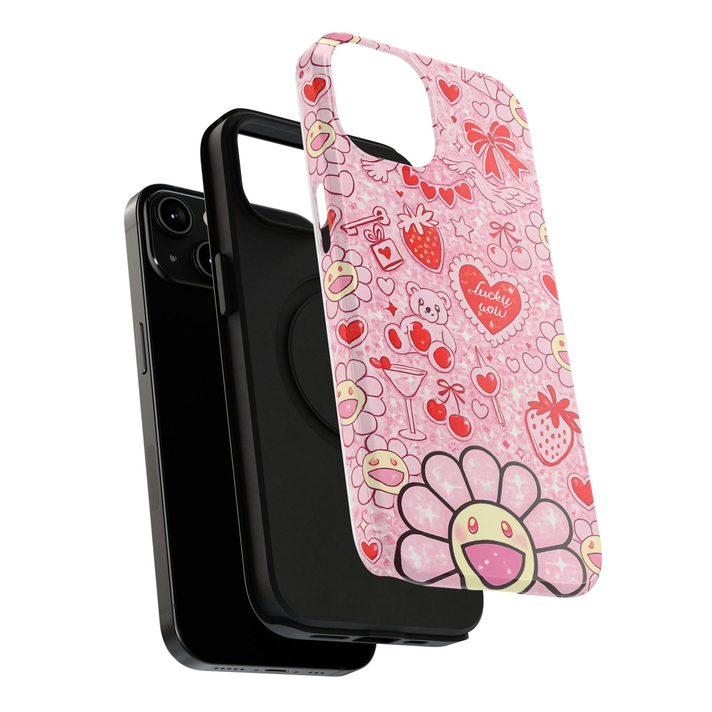 Cute Pink Kawaii Floral Phone Case — Impact-Resistant