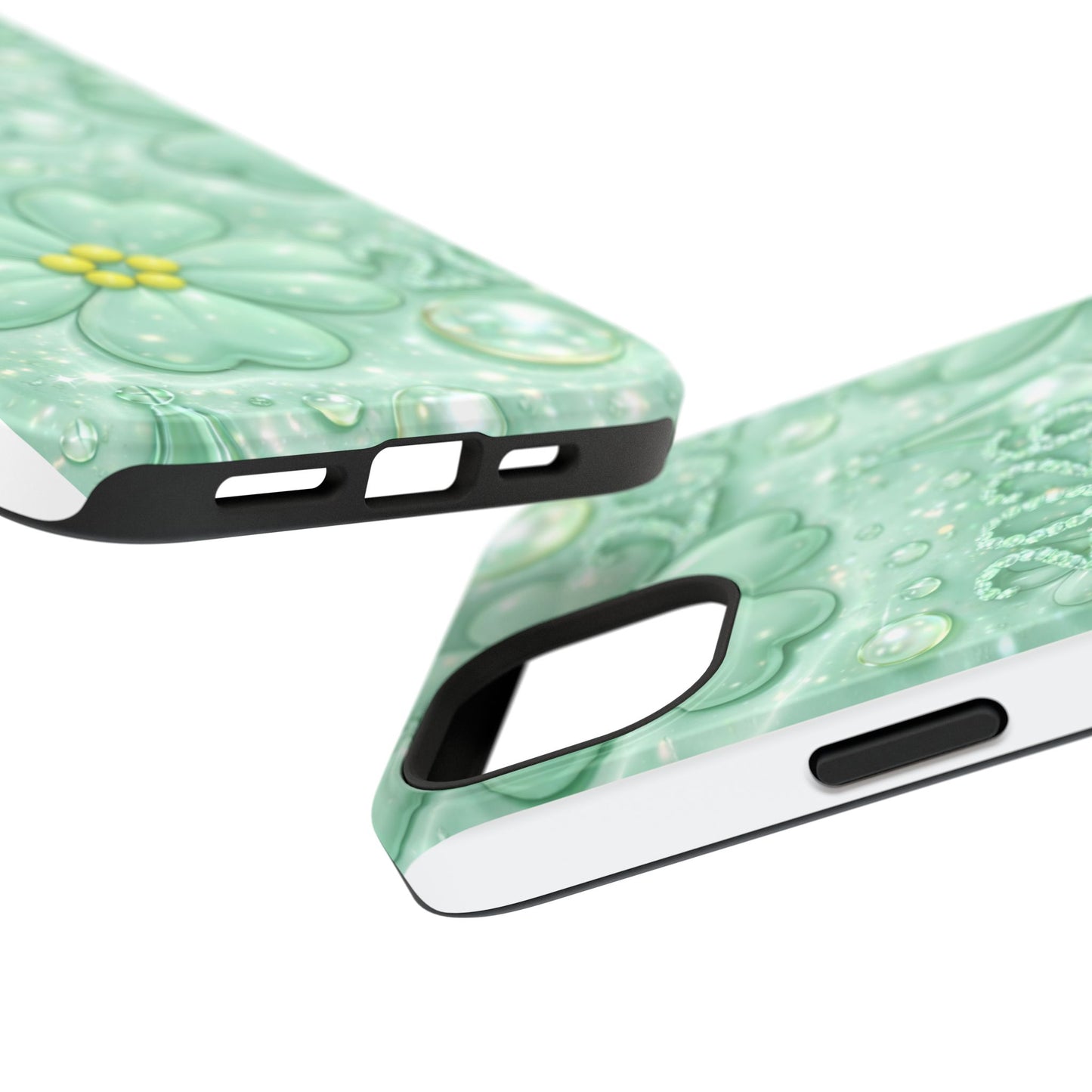 Impact-Resistant Phone Case — Mint 2026 Floral Clover Design