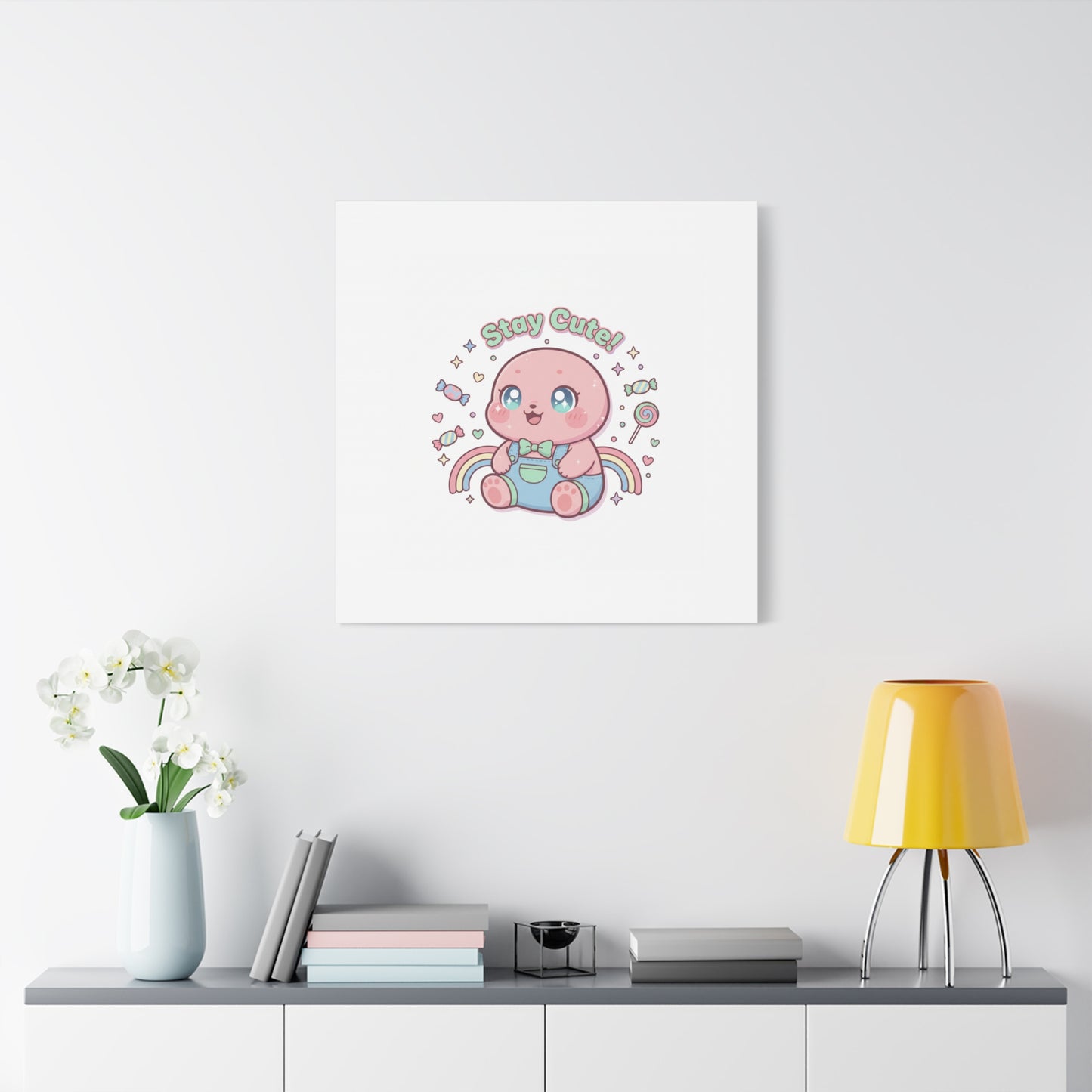 Stay Cute Kawaii Octopus Canvas | Cutecore Pastel, Candy kawaii art
