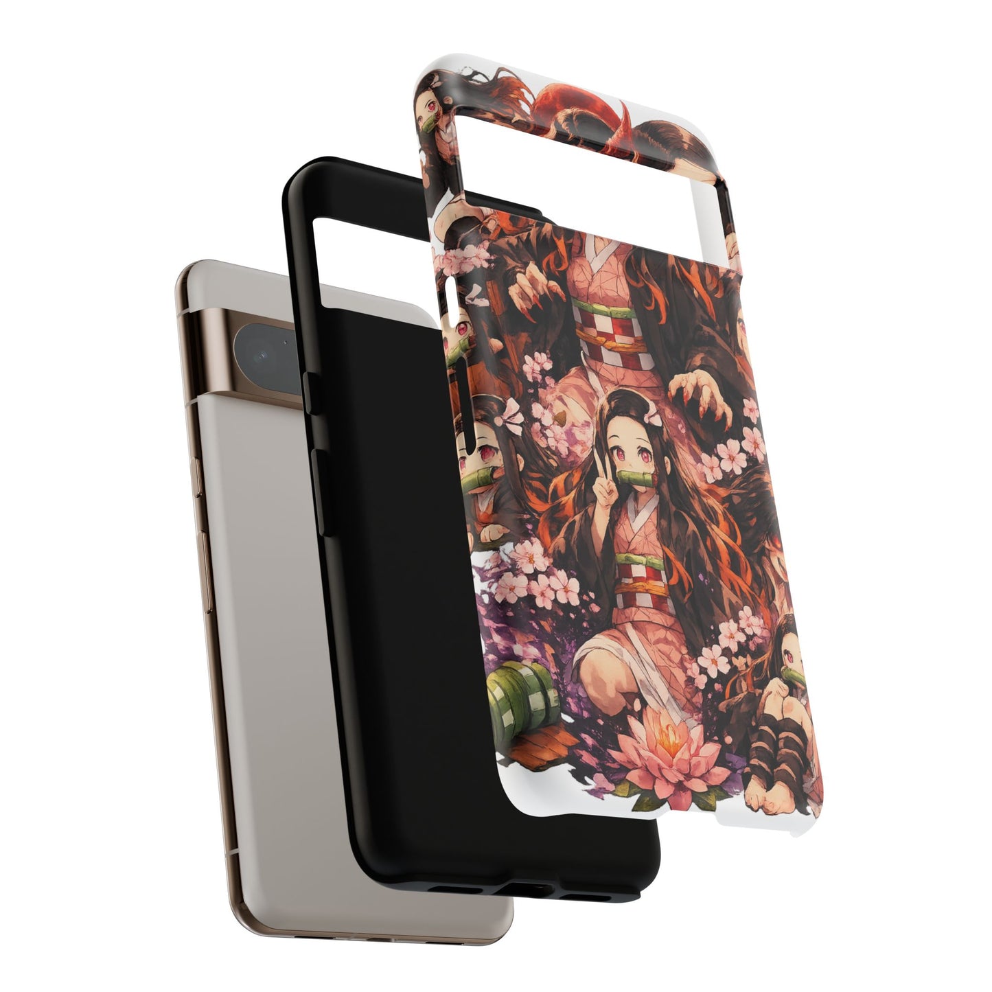 Anime Phone Case — Floral Nezuko Pattern Tough Case