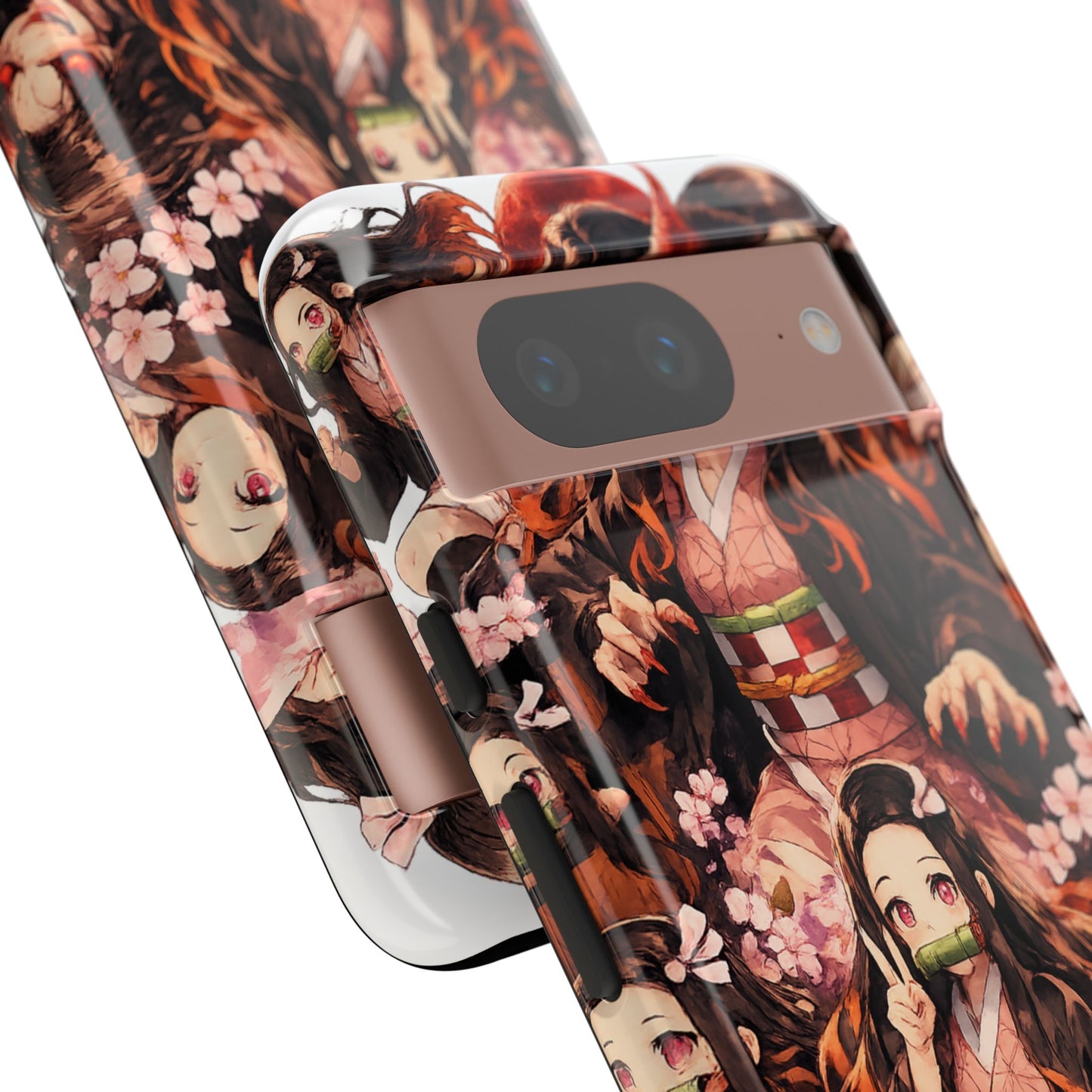 Anime Phone Case — Floral Nezuko Pattern Tough Case