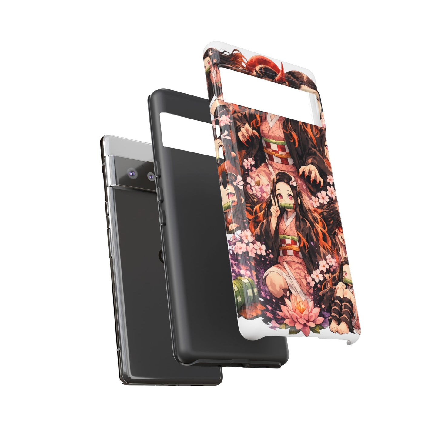 Anime Phone Case — Floral Nezuko Pattern Tough Case