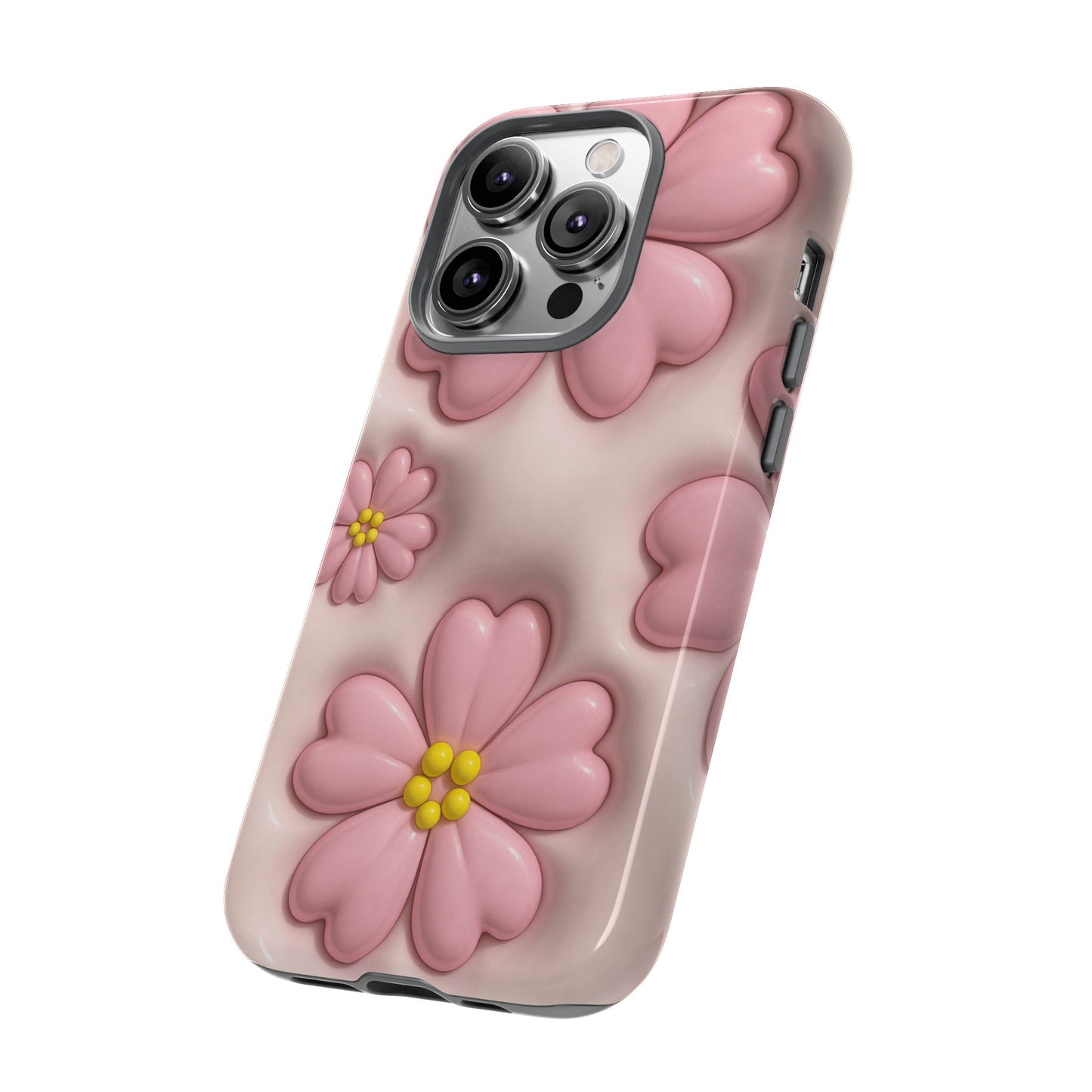 Floral Phone Case, Tough Cases for Women, Cute Flower iPhone Cover, Soft Pink Floral Design, Spring Accessories