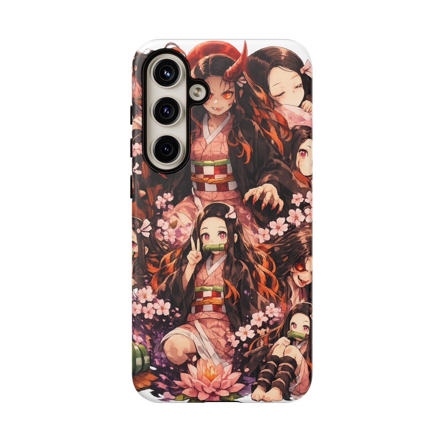 Anime Phone Case — Floral Nezuko Pattern Tough Case