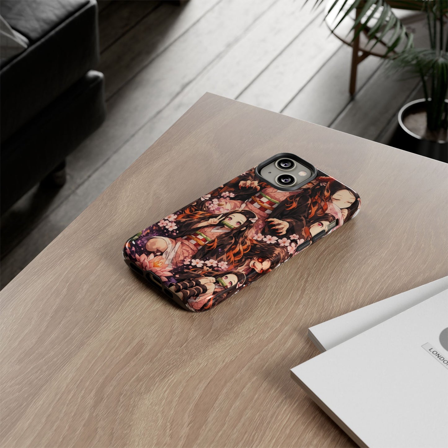 Anime Phone Case — Floral Nezuko Pattern Tough Case
