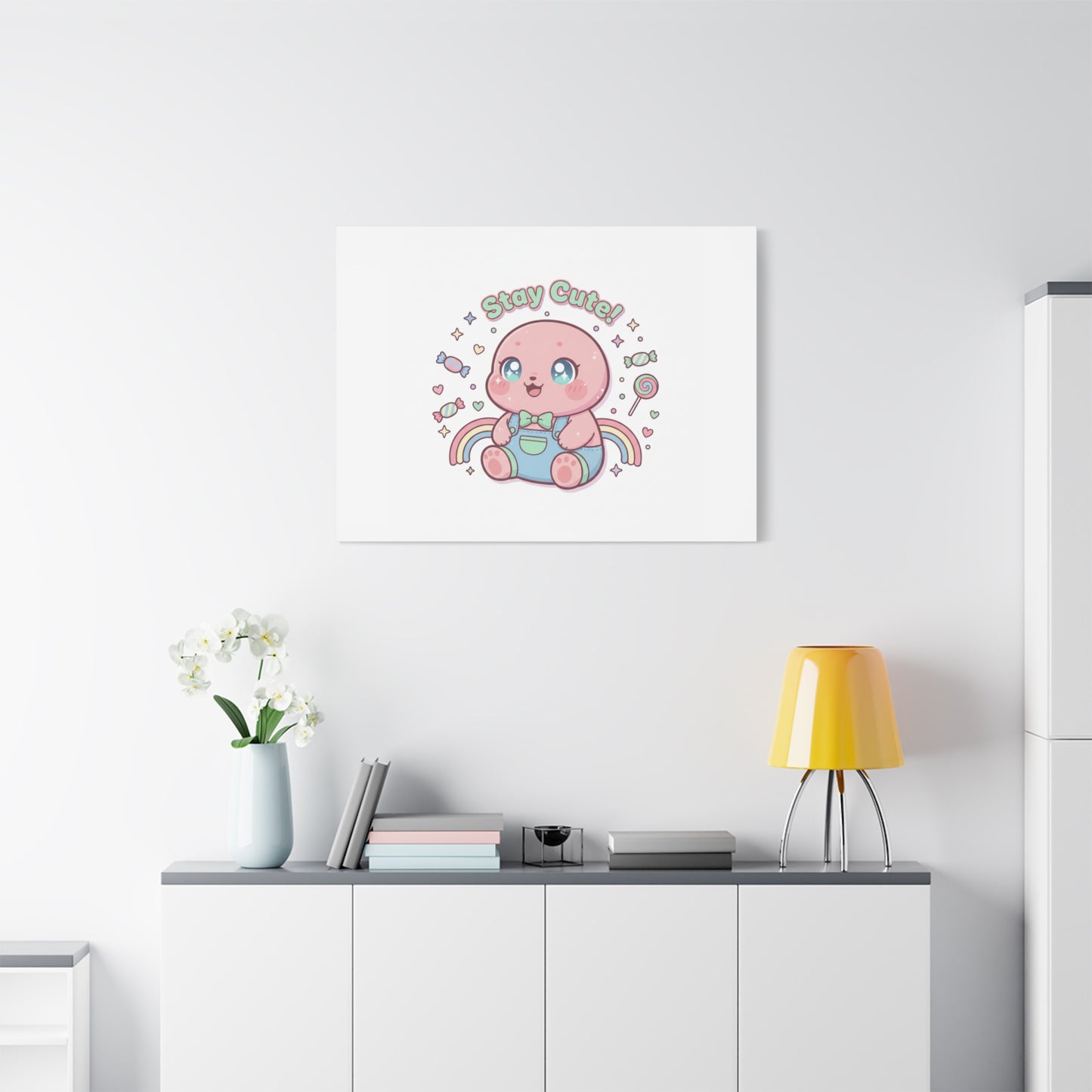 Stay Cute Kawaii Octopus Canvas | Cutecore Pastel, Candy kawaii art