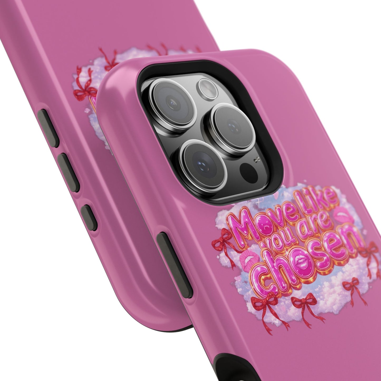 Impact-Resistant Phone Case — “Move Like You Are Chosen” Pink Floral Design