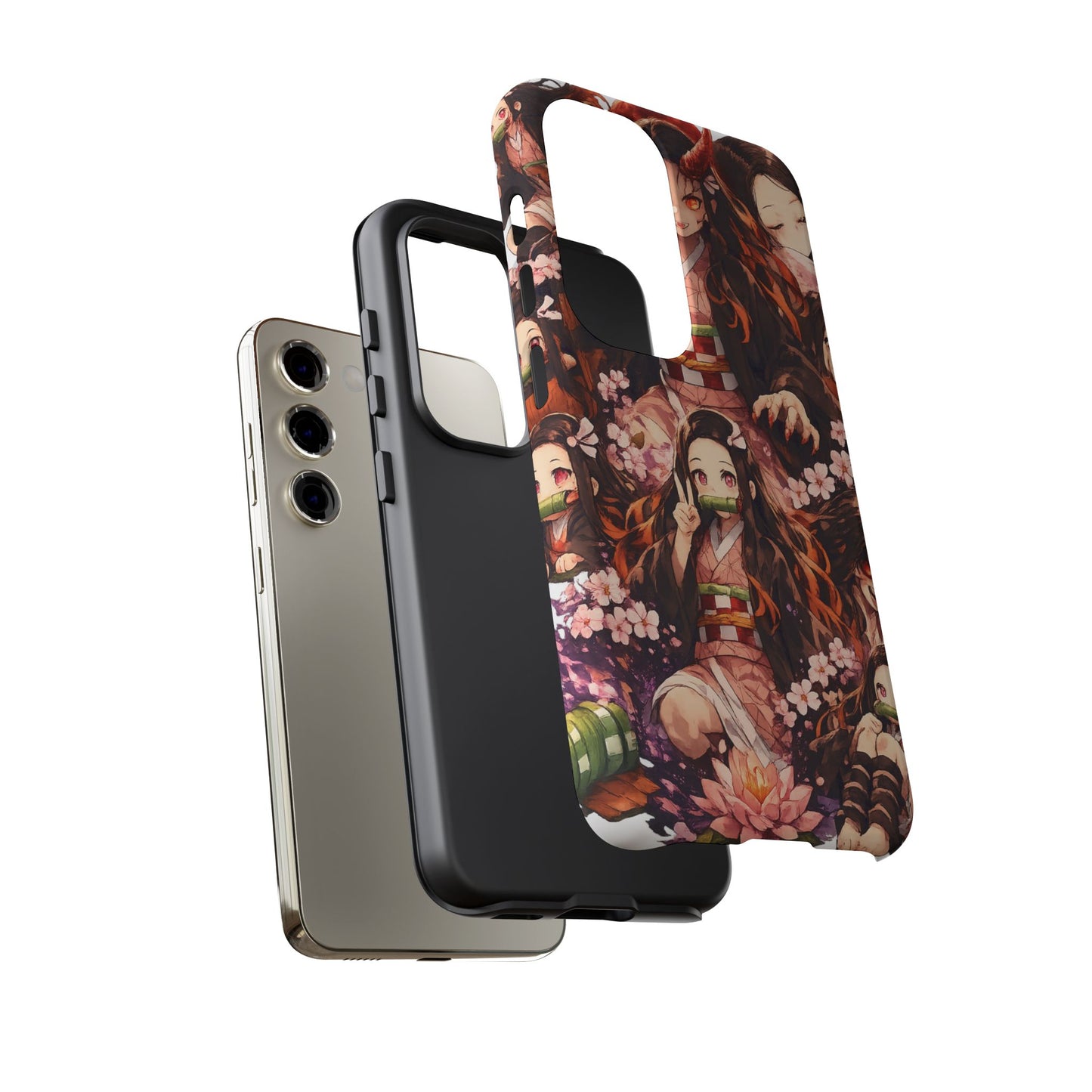 Anime Phone Case — Floral Nezuko Pattern Tough Case