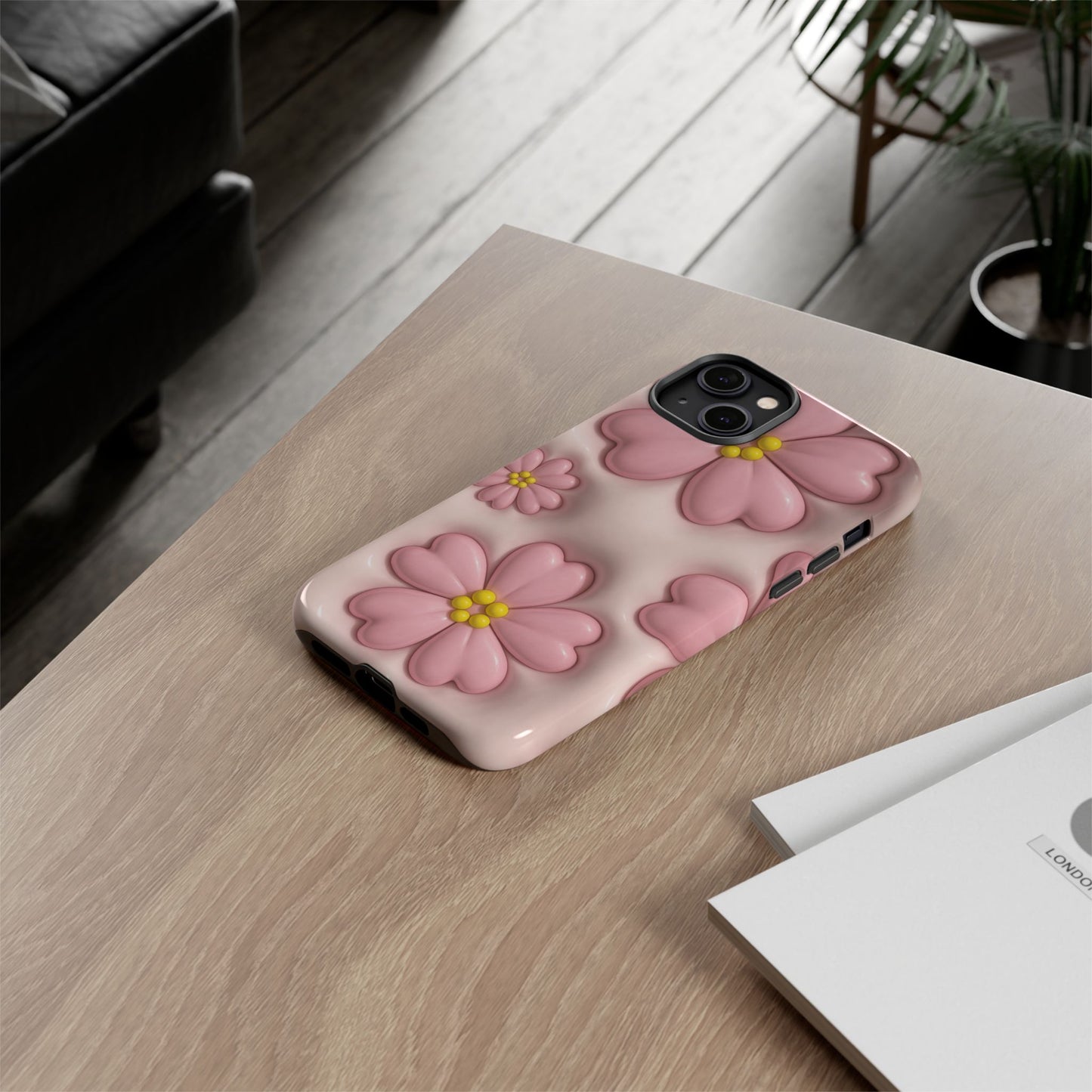 Floral Phone Case, Tough Cases for Women, Cute Flower iPhone Cover, Soft Pink Floral Design, Spring Accessories