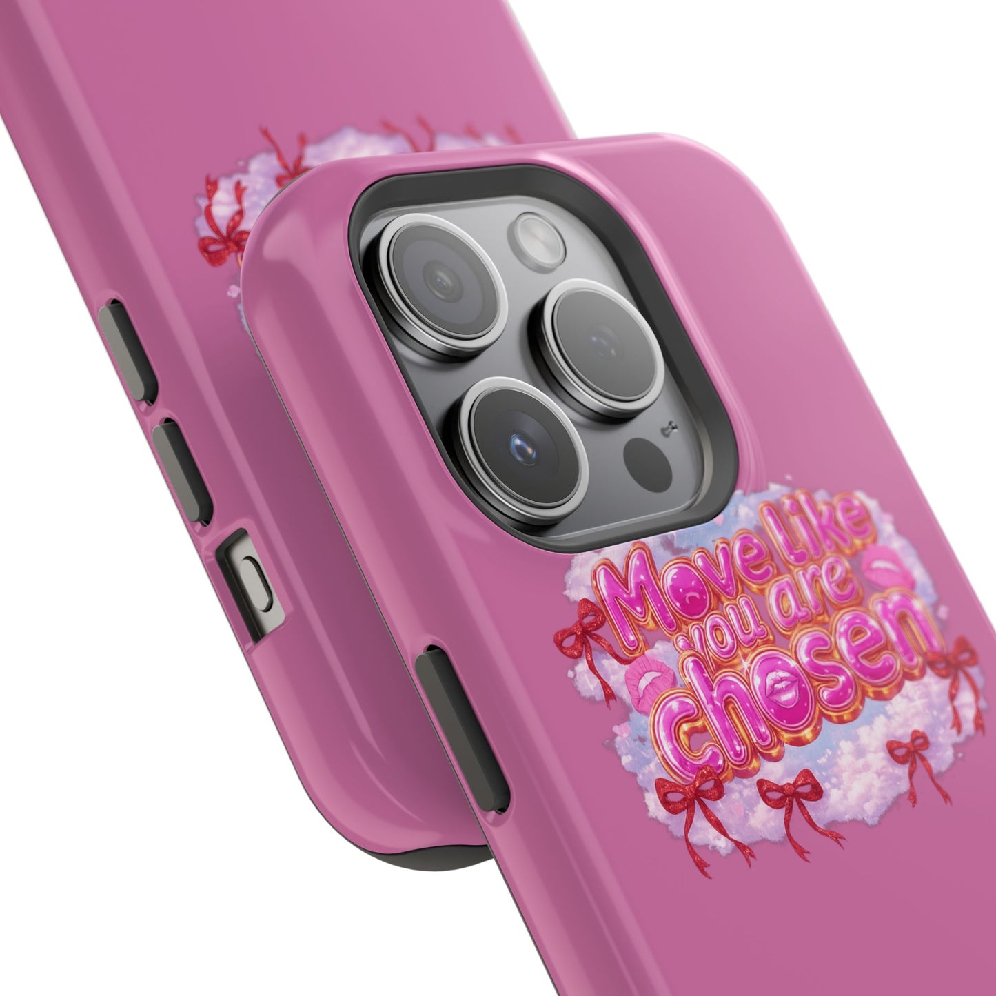 Impact-Resistant Phone Case — “Move Like You Are Chosen” Pink Floral Design