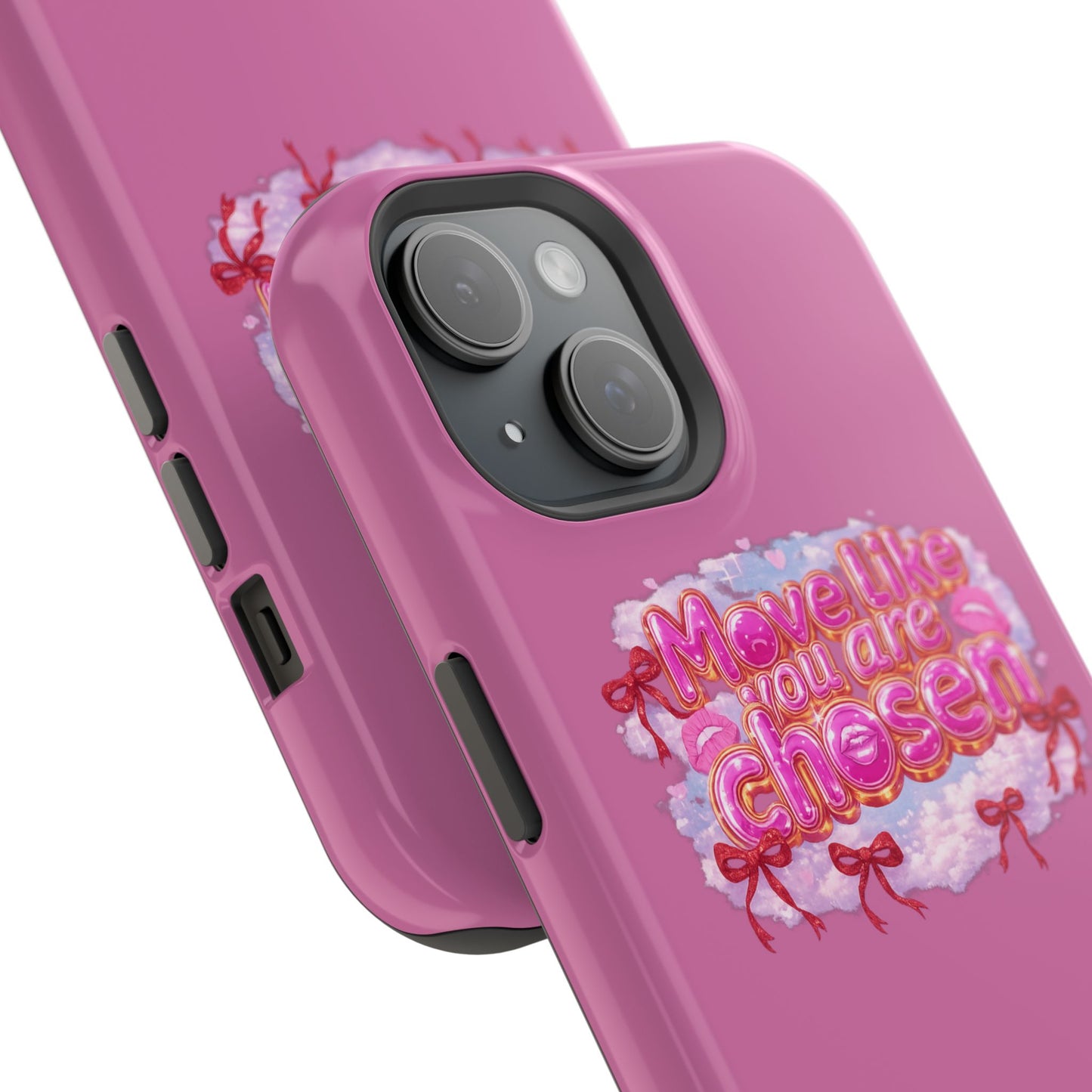 Impact-Resistant Phone Case — “Move Like You Are Chosen” Pink Floral Design