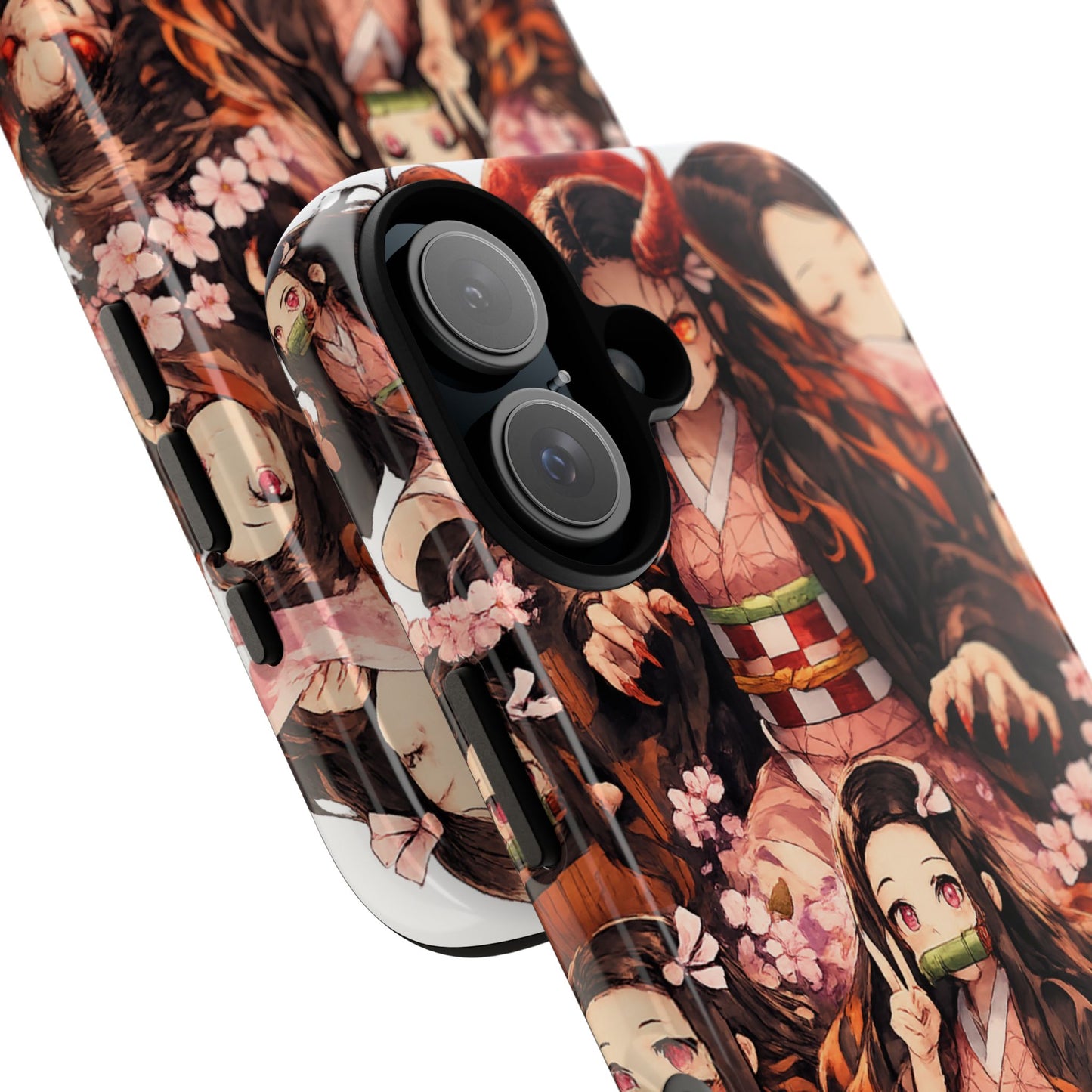 Anime Phone Case — Floral Nezuko Pattern Tough Case