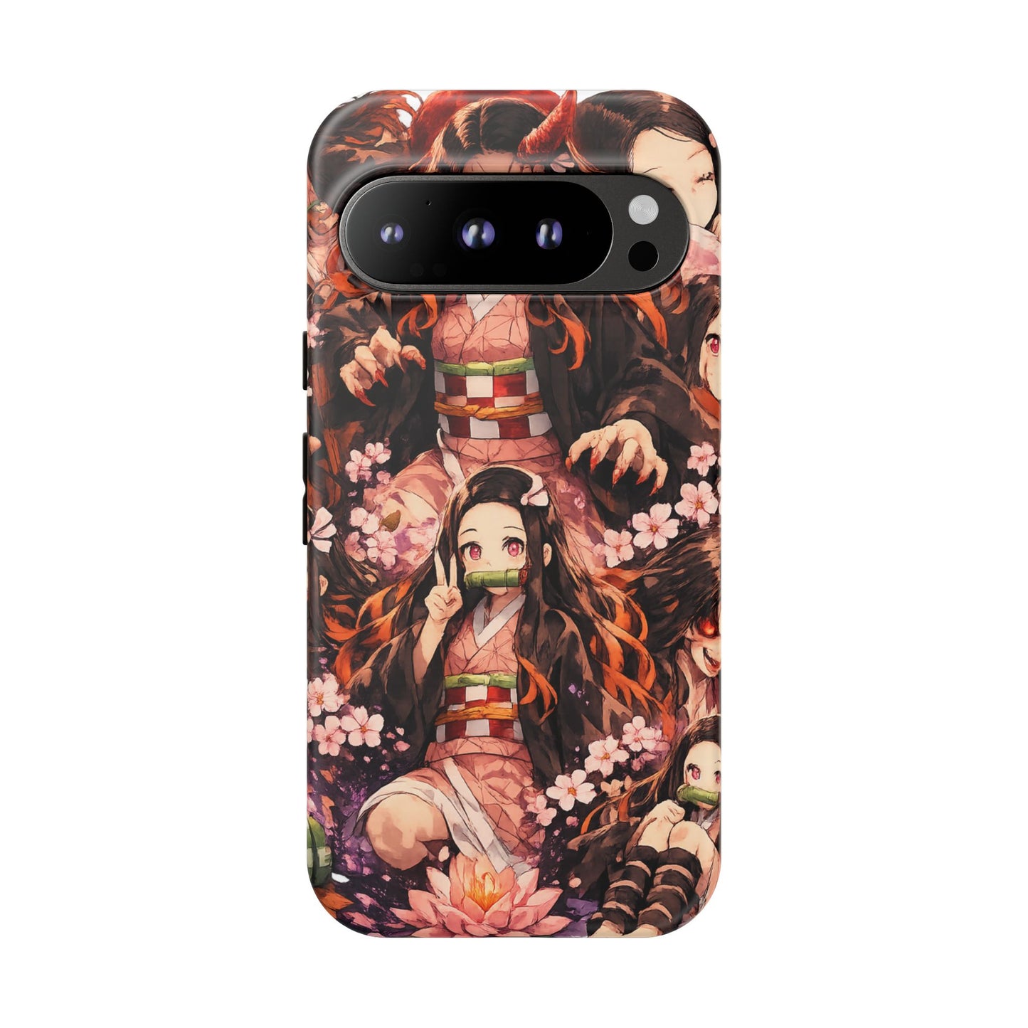 Anime Phone Case — Floral Nezuko Pattern Tough Case