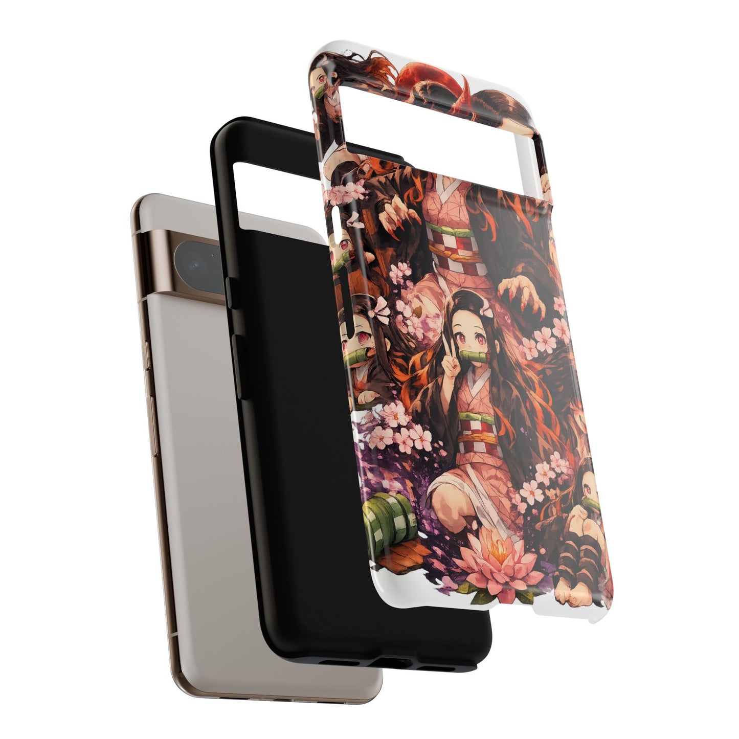 Anime Phone Case — Floral Nezuko Pattern Tough Case