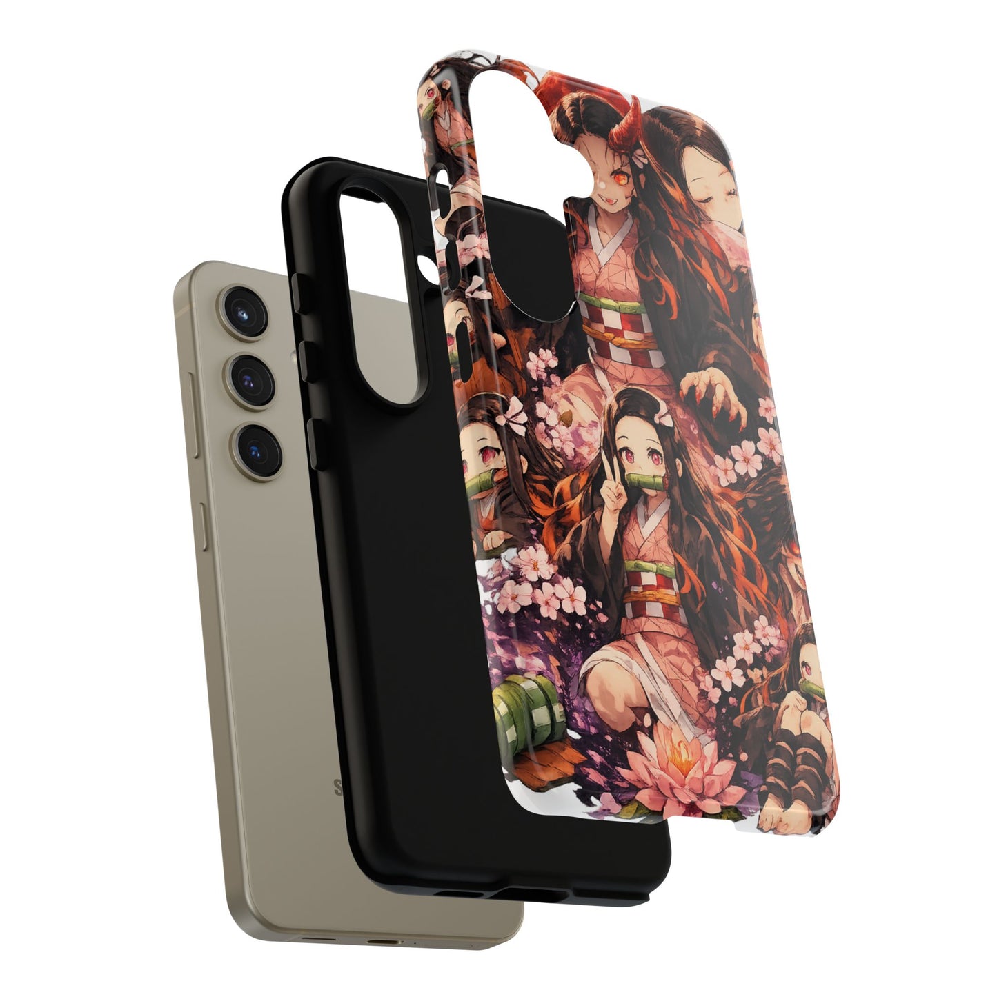 Anime Phone Case — Floral Nezuko Pattern Tough Case
