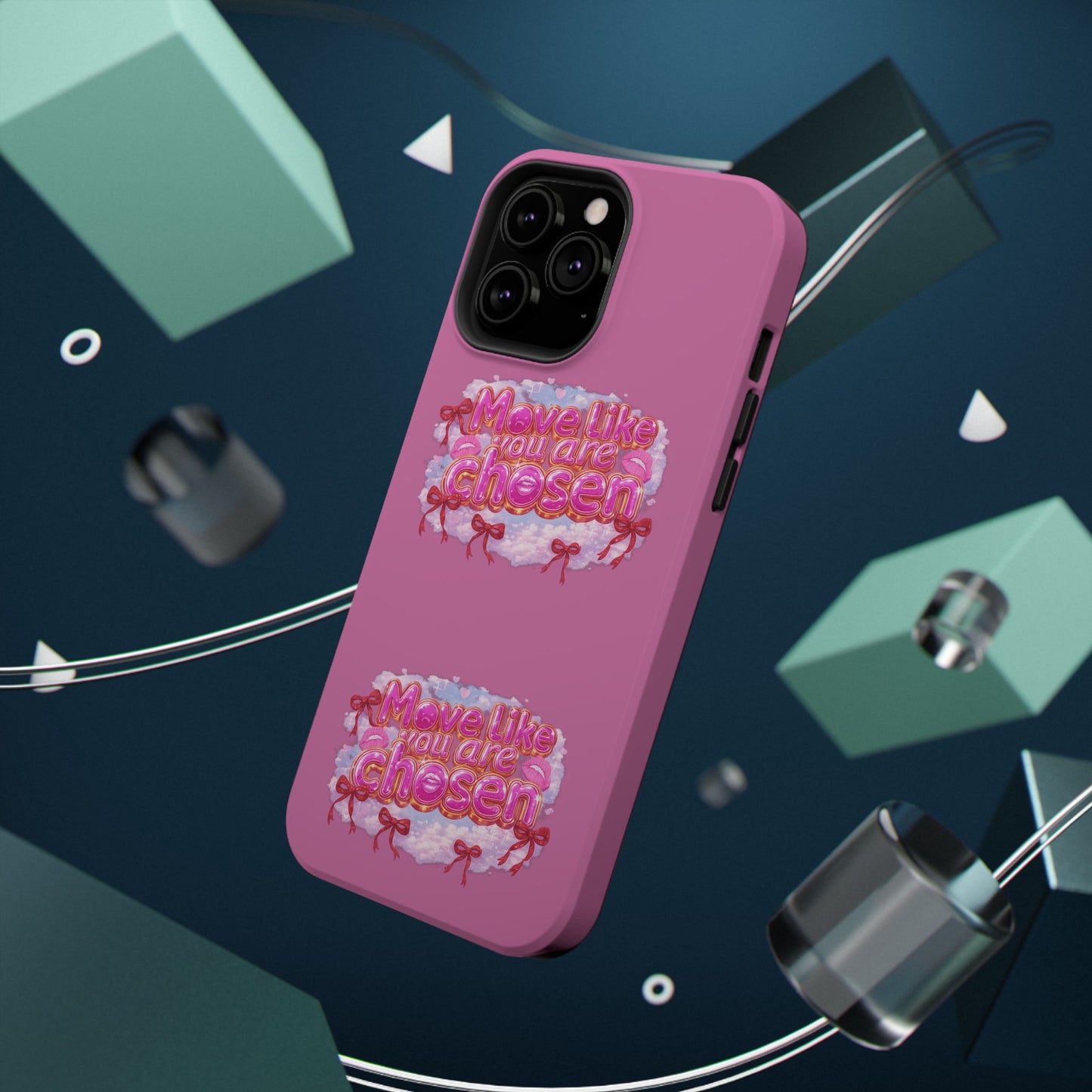 Impact-Resistant Phone Case — “Move Like You Are Chosen” Pink Floral Design