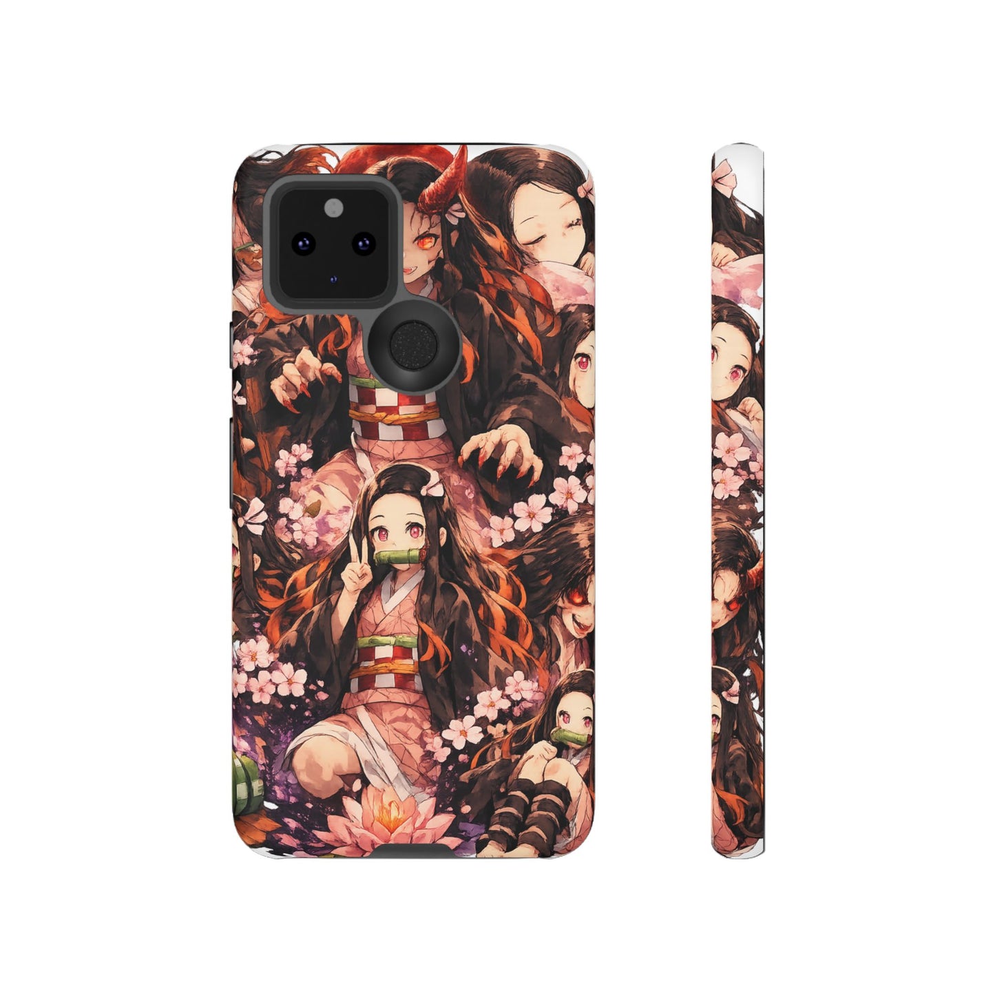 Anime Phone Case — Floral Nezuko Pattern Tough Case