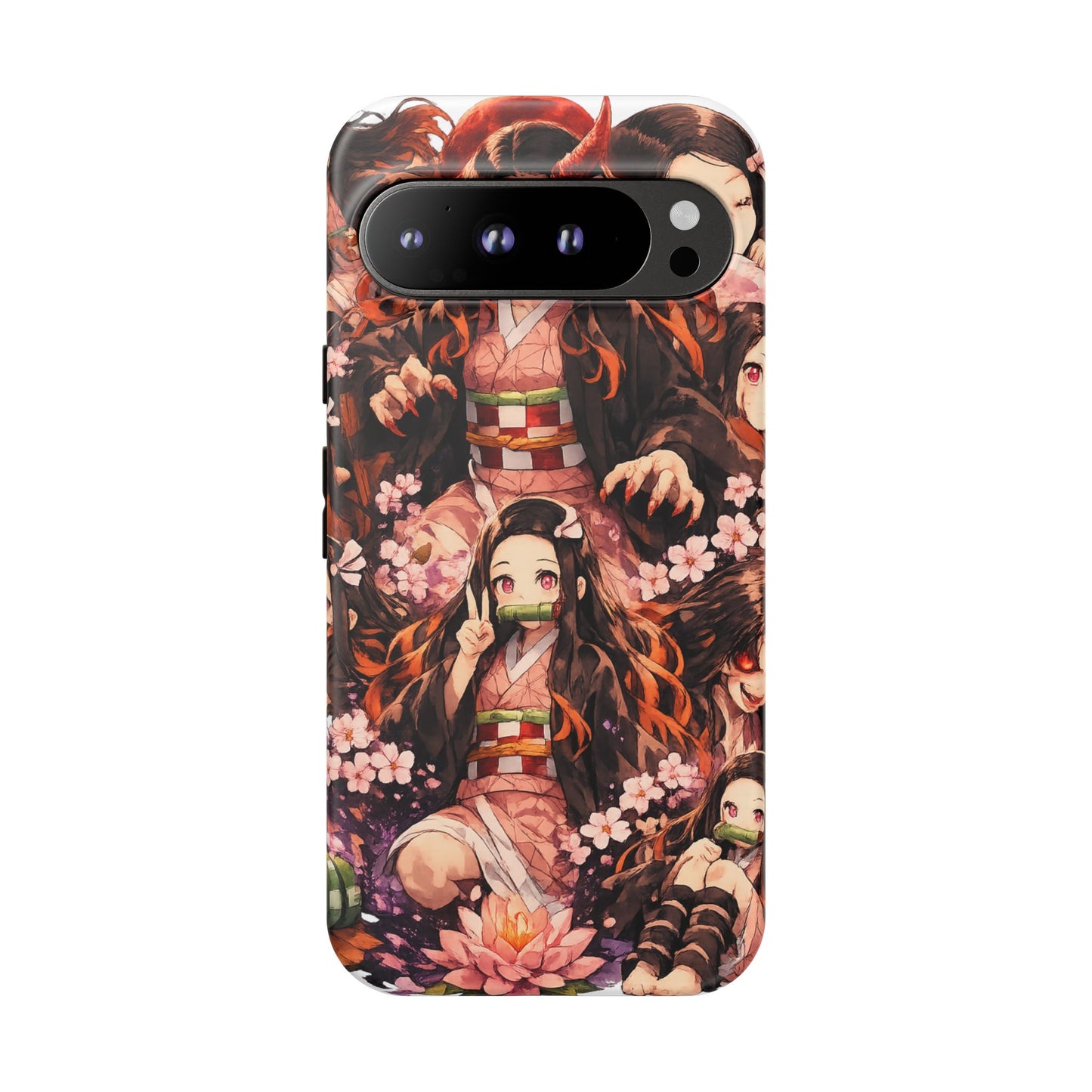 Anime Phone Case — Floral Nezuko Pattern Tough Case