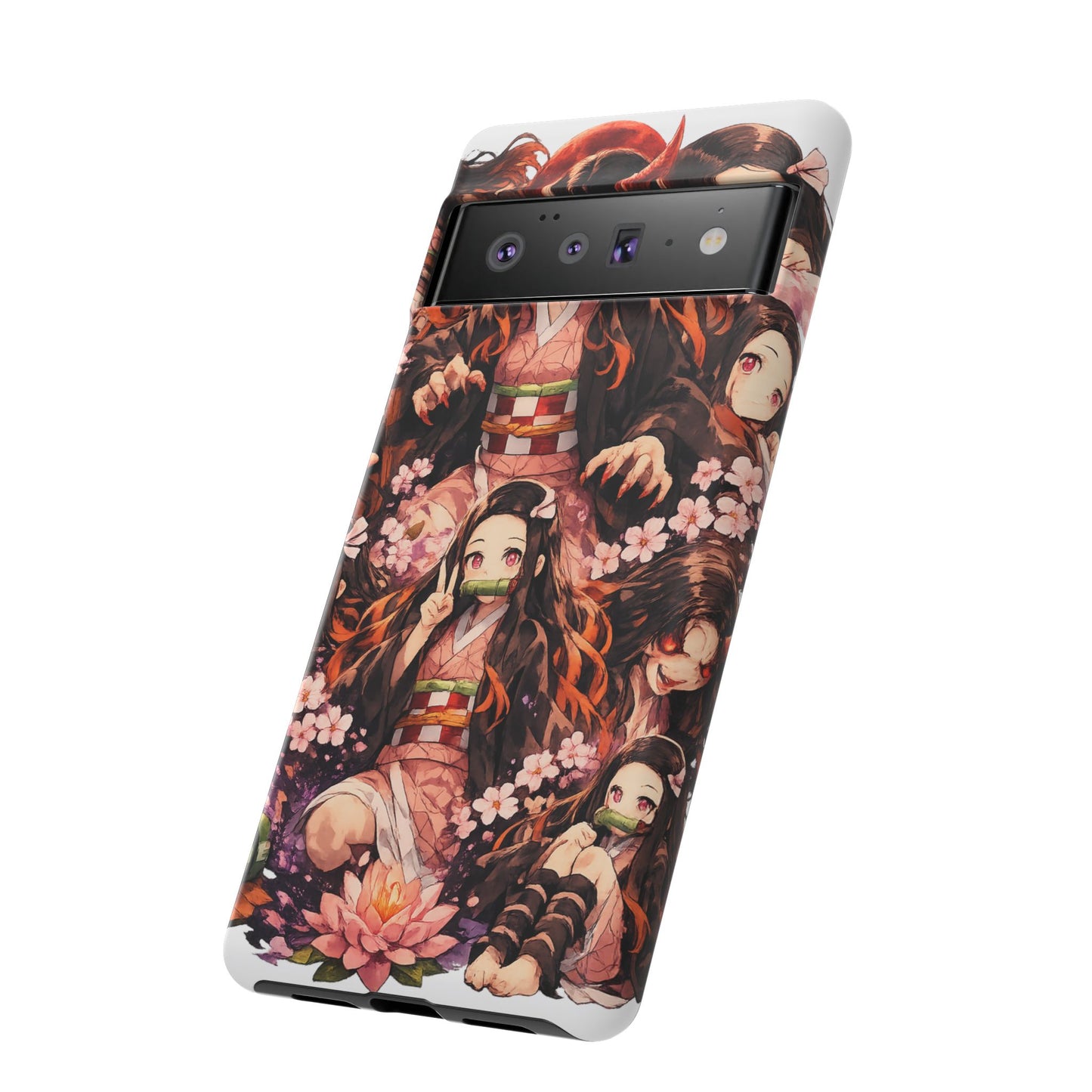 Anime Phone Case — Floral Nezuko Pattern Tough Case