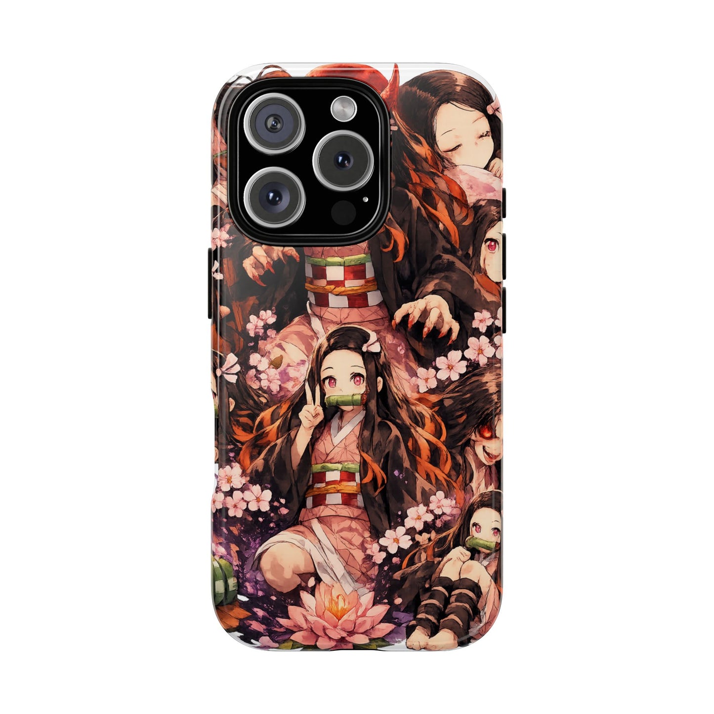 Anime Phone Case — Floral Nezuko Pattern Tough Case