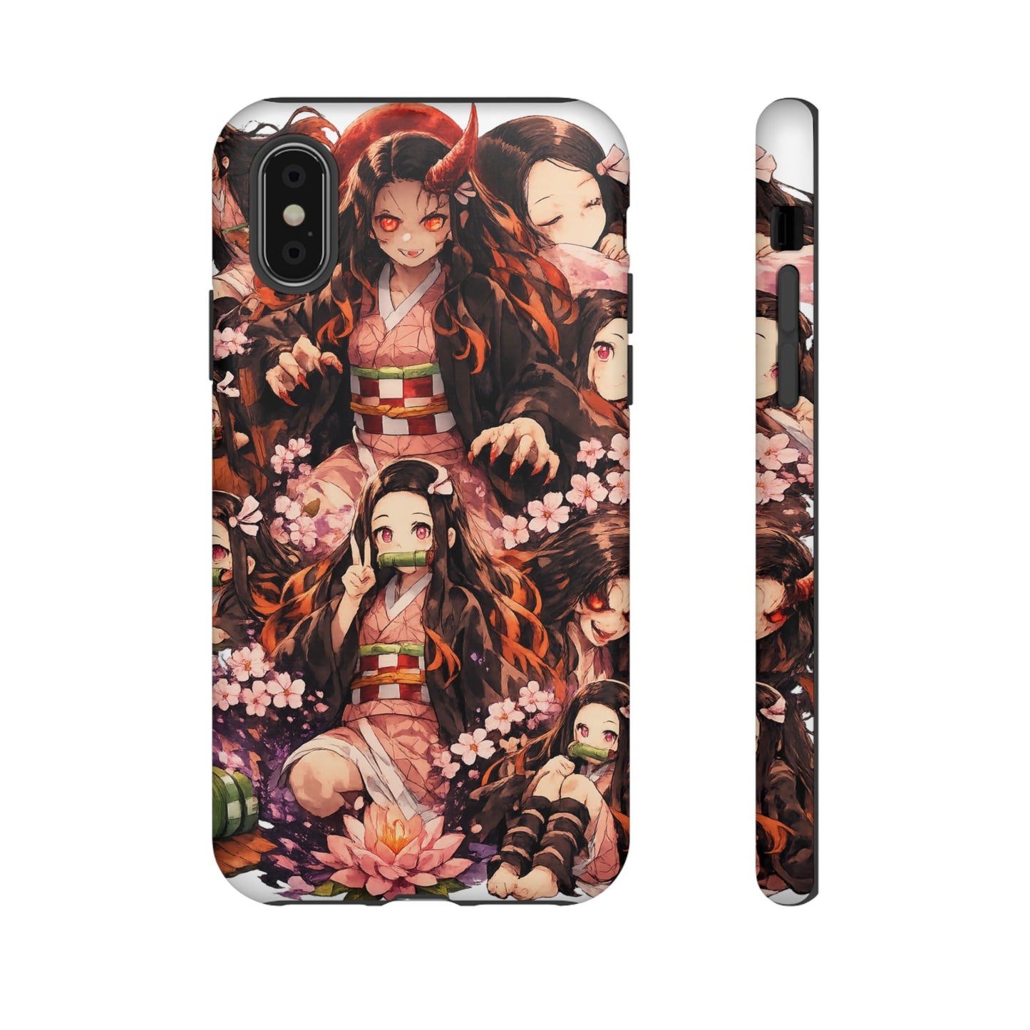 Anime Phone Case — Floral Nezuko Pattern Tough Case