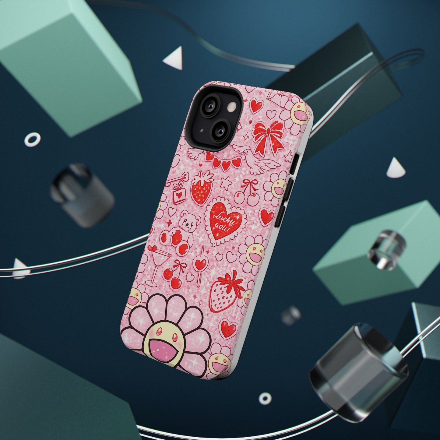 Cute Pink Kawaii Floral Phone Case — Impact-Resistant