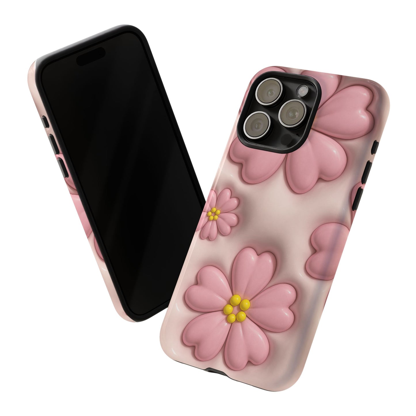 Floral Phone Case, Tough Cases for Women, Cute Flower iPhone Cover, Soft Pink Floral Design, Spring Accessories