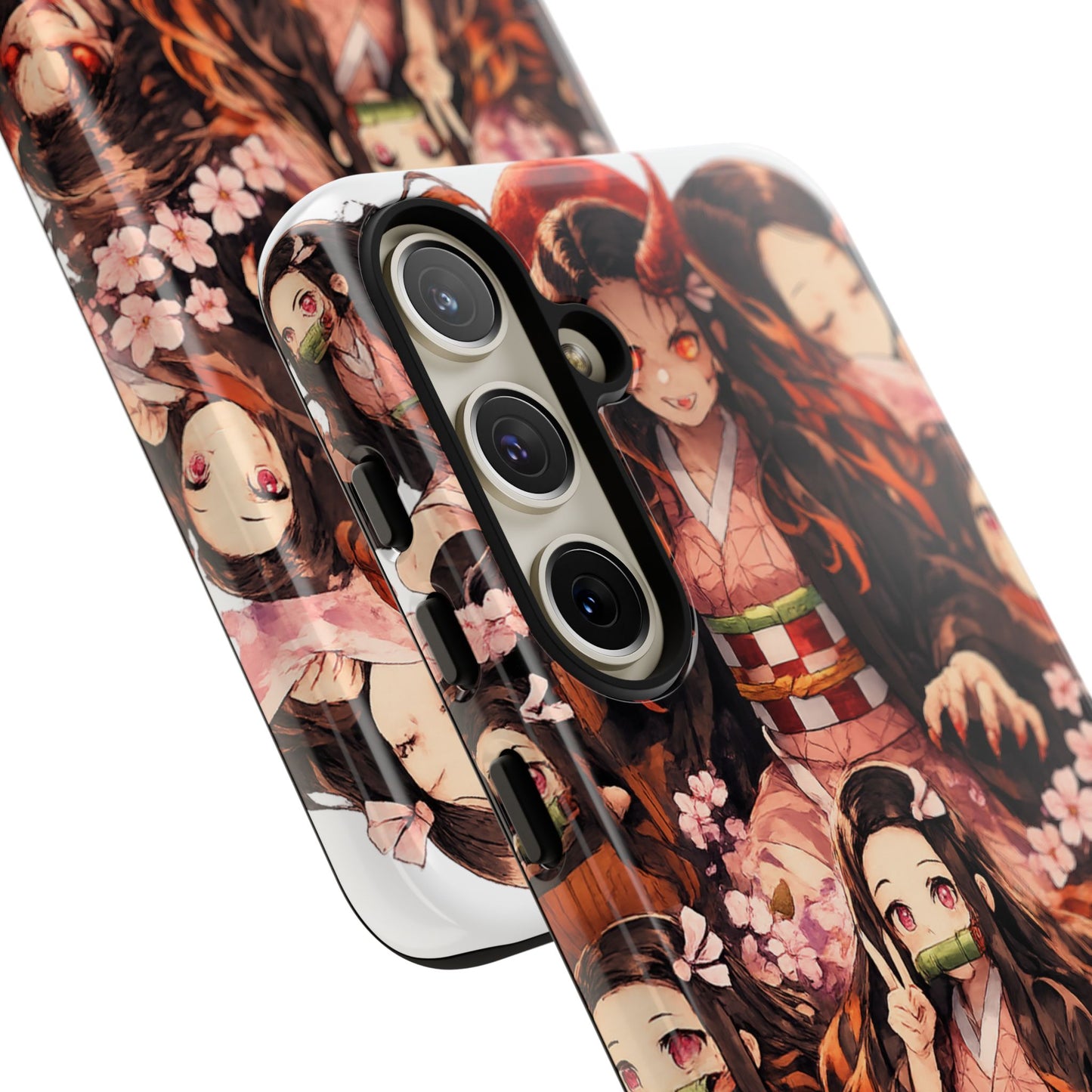 Anime Phone Case — Floral Nezuko Pattern Tough Case