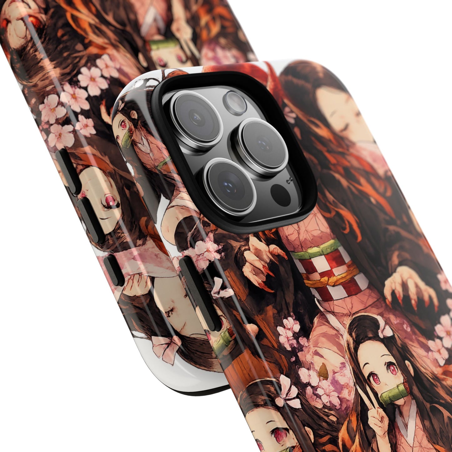 Anime Phone Case — Floral Nezuko Pattern Tough Case