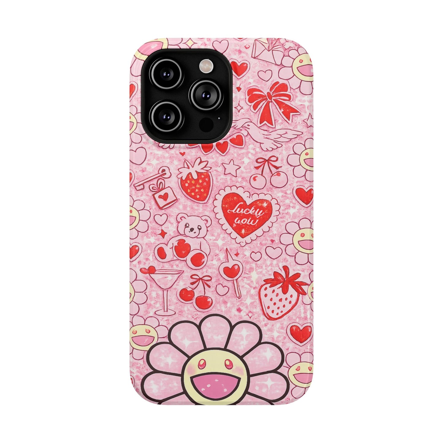 Cute Pink Kawaii Floral Phone Case — Impact-Resistant