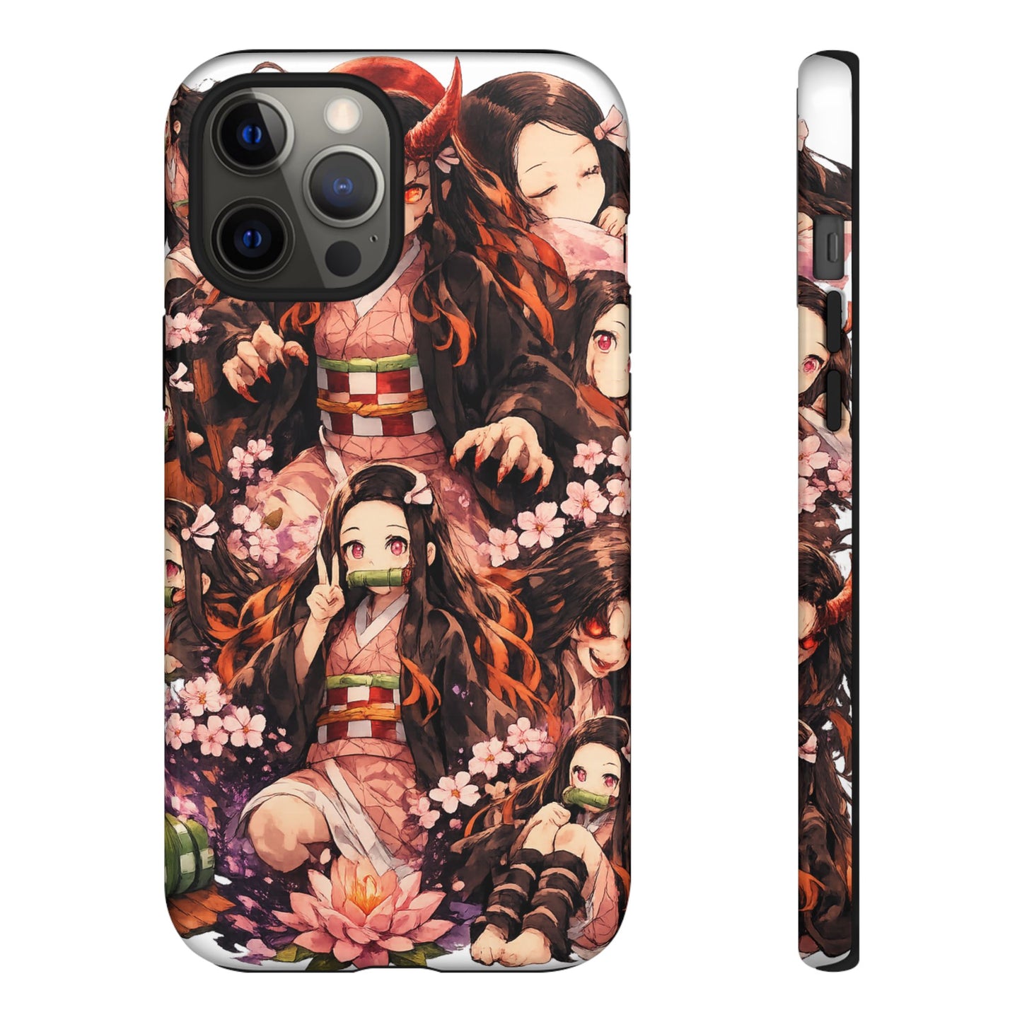 Anime Phone Case — Floral Nezuko Pattern Tough Case