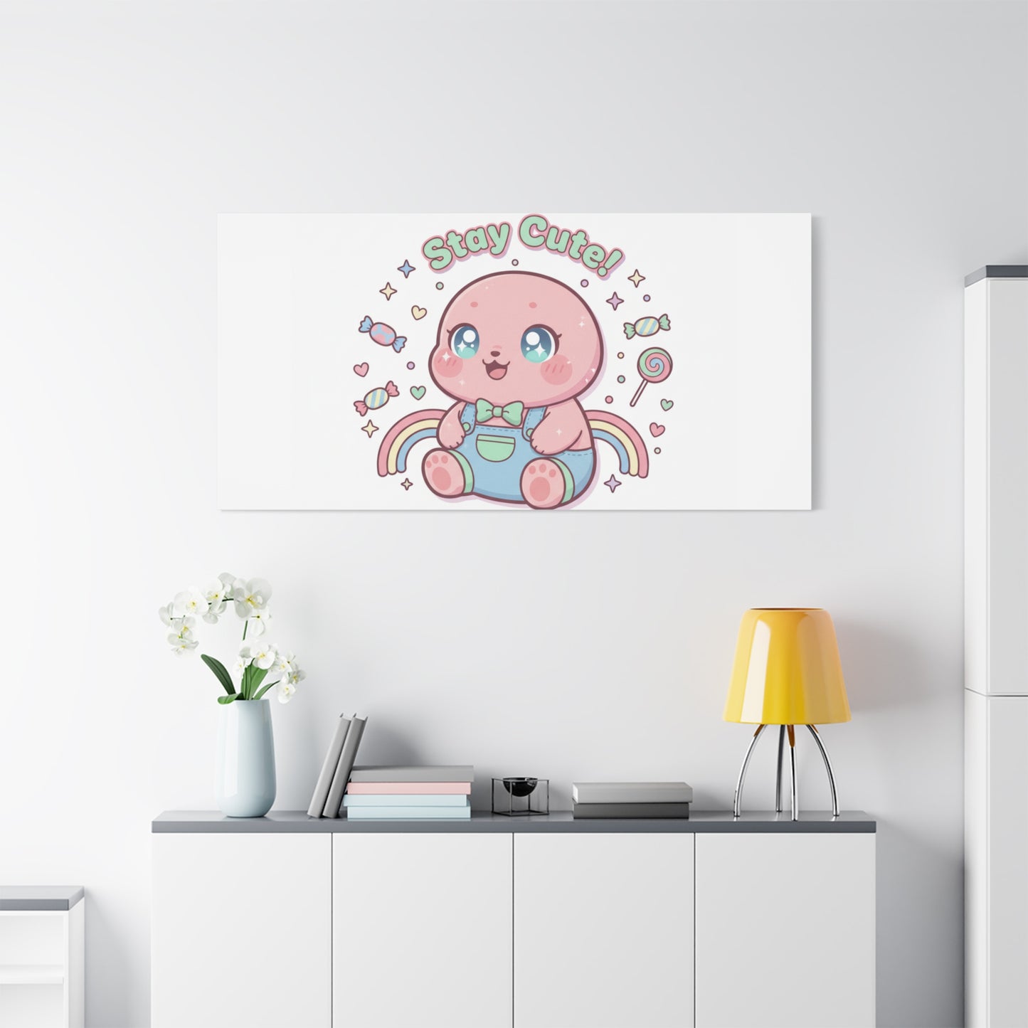 Stay Cute Kawaii Octopus Canvas | Cutecore Pastel, Candy kawaii art