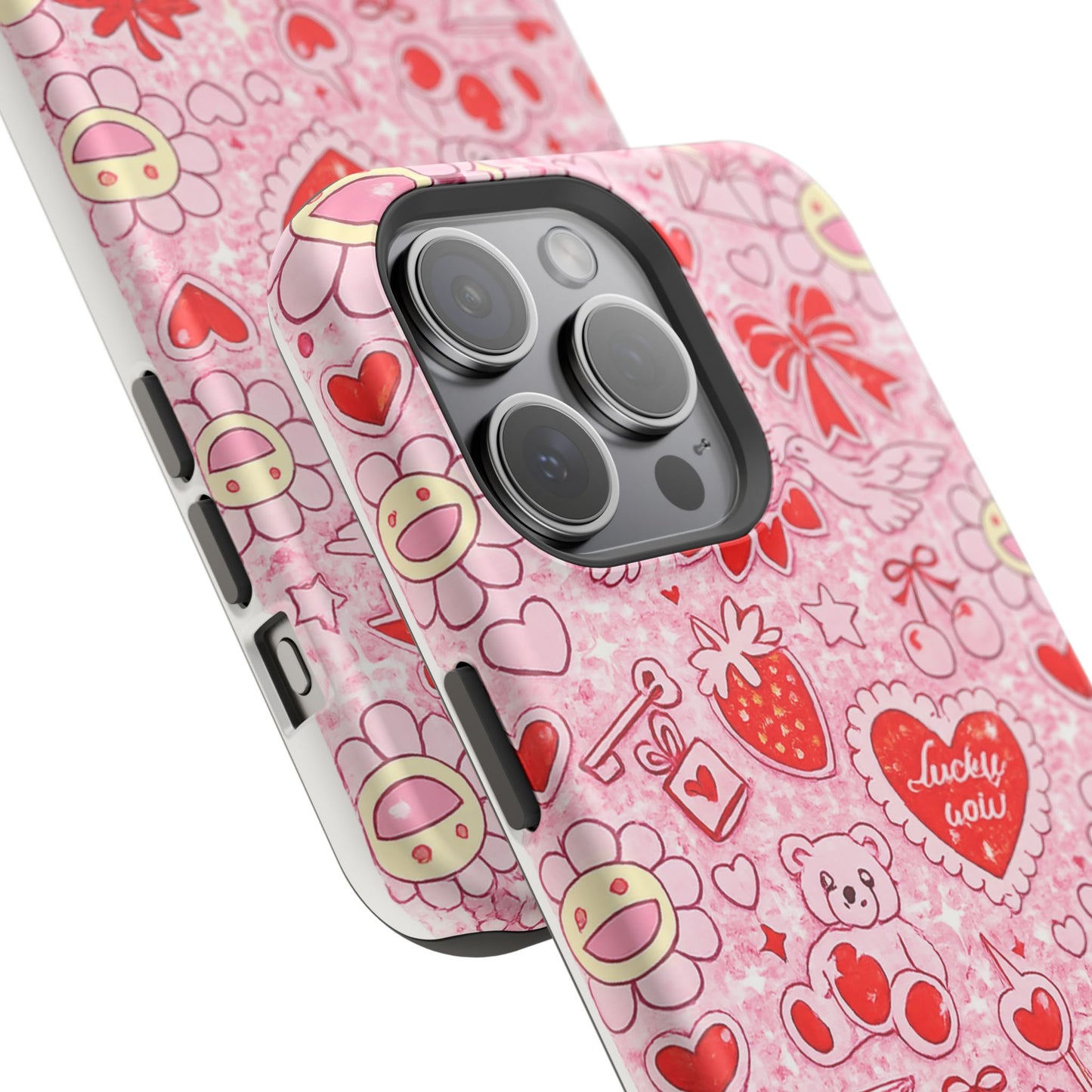 Cute Pink Kawaii Floral Phone Case — Impact-Resistant
