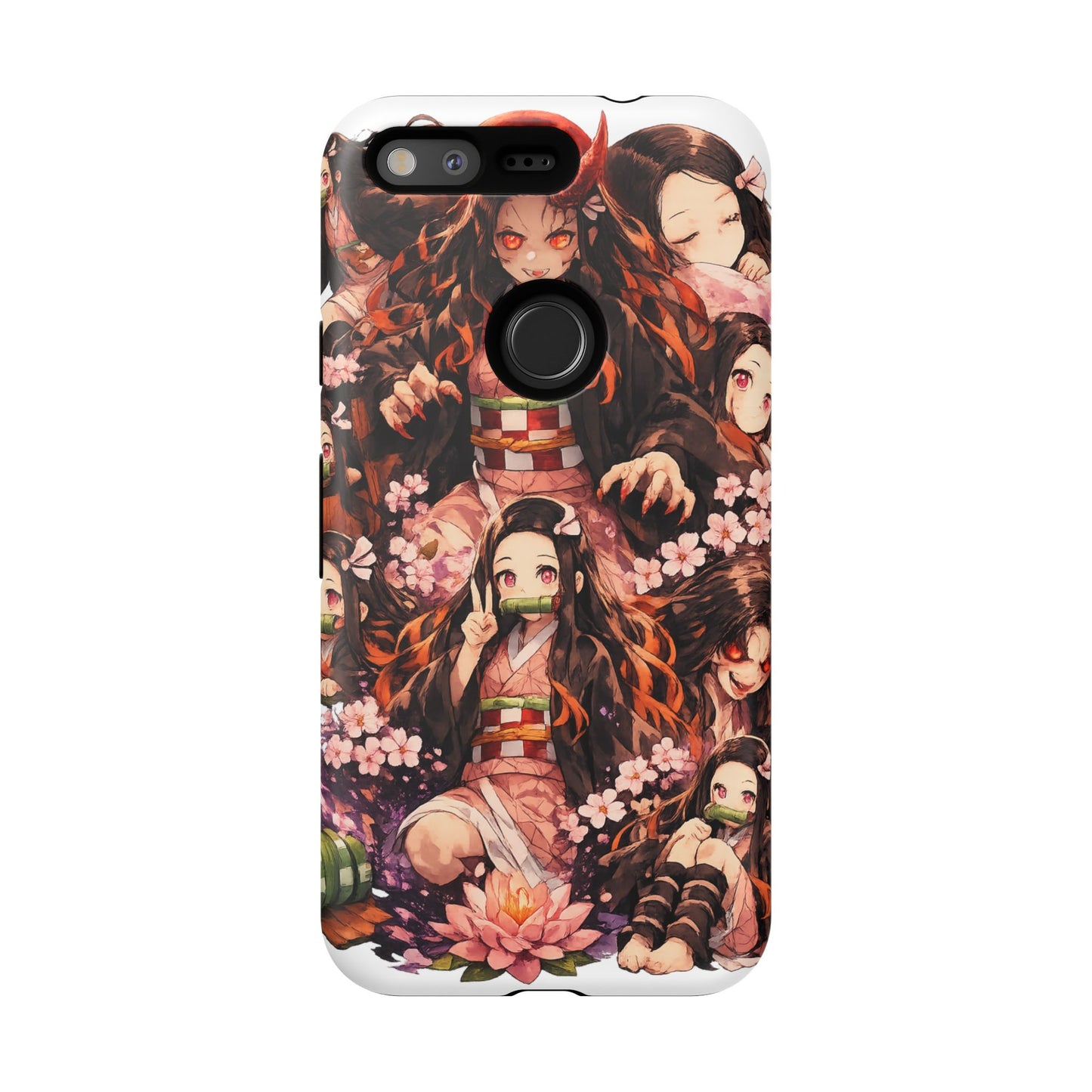 Anime Phone Case — Floral Nezuko Pattern Tough Case