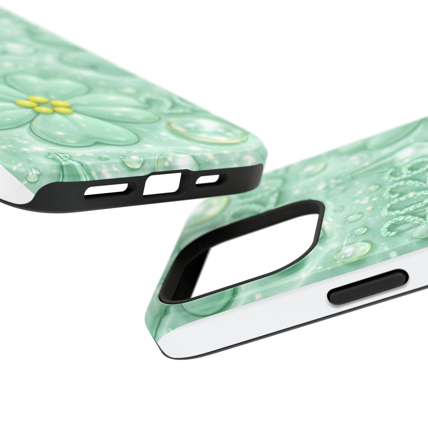 Impact-Resistant Phone Case — Mint 2026 Floral Clover Design