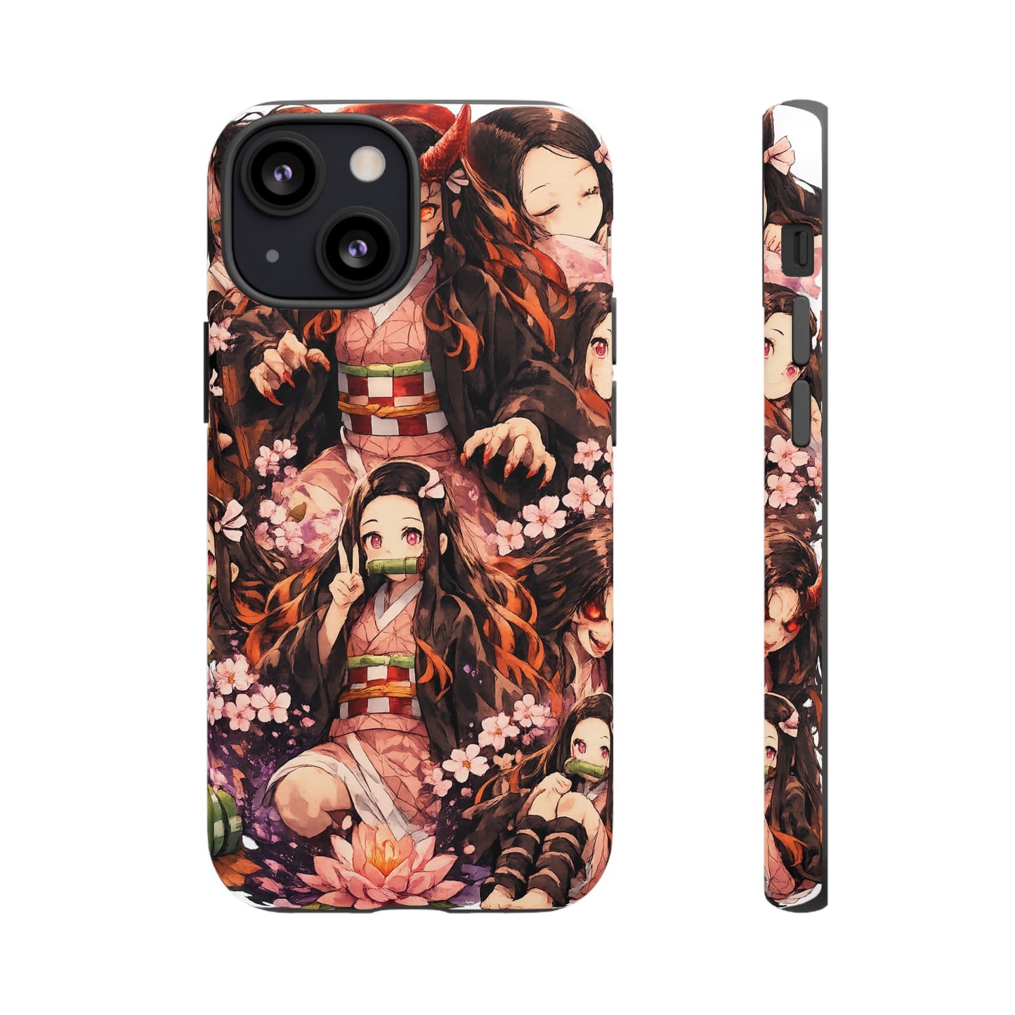 Anime Phone Case — Floral Nezuko Pattern Tough Case