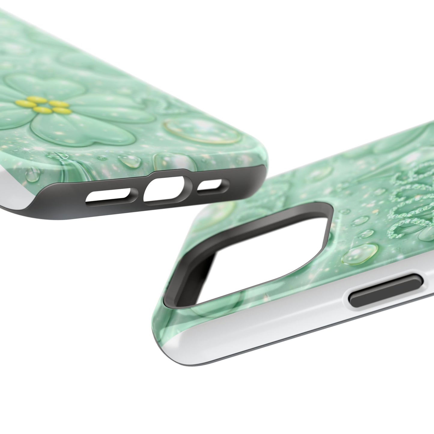 Impact-Resistant Phone Case — Mint 2026 Floral Clover Design