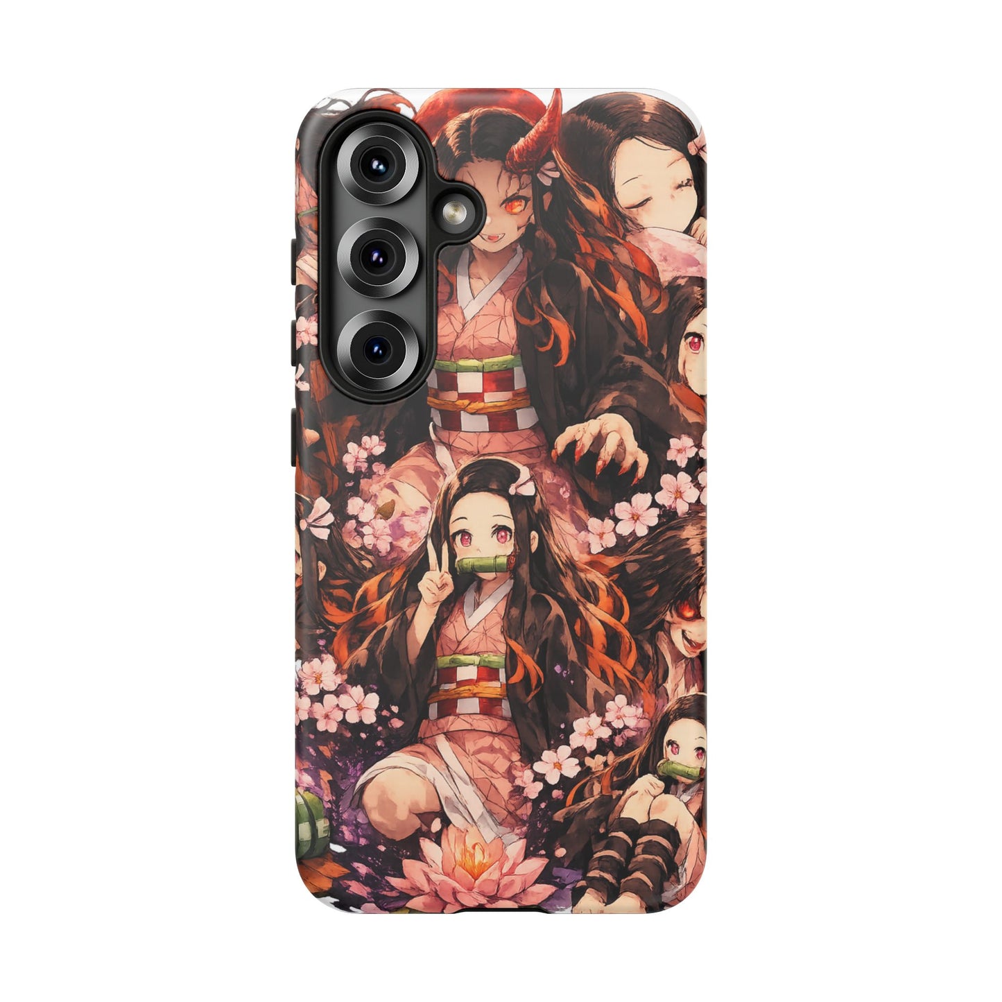 Anime Phone Case — Floral Nezuko Pattern Tough Case