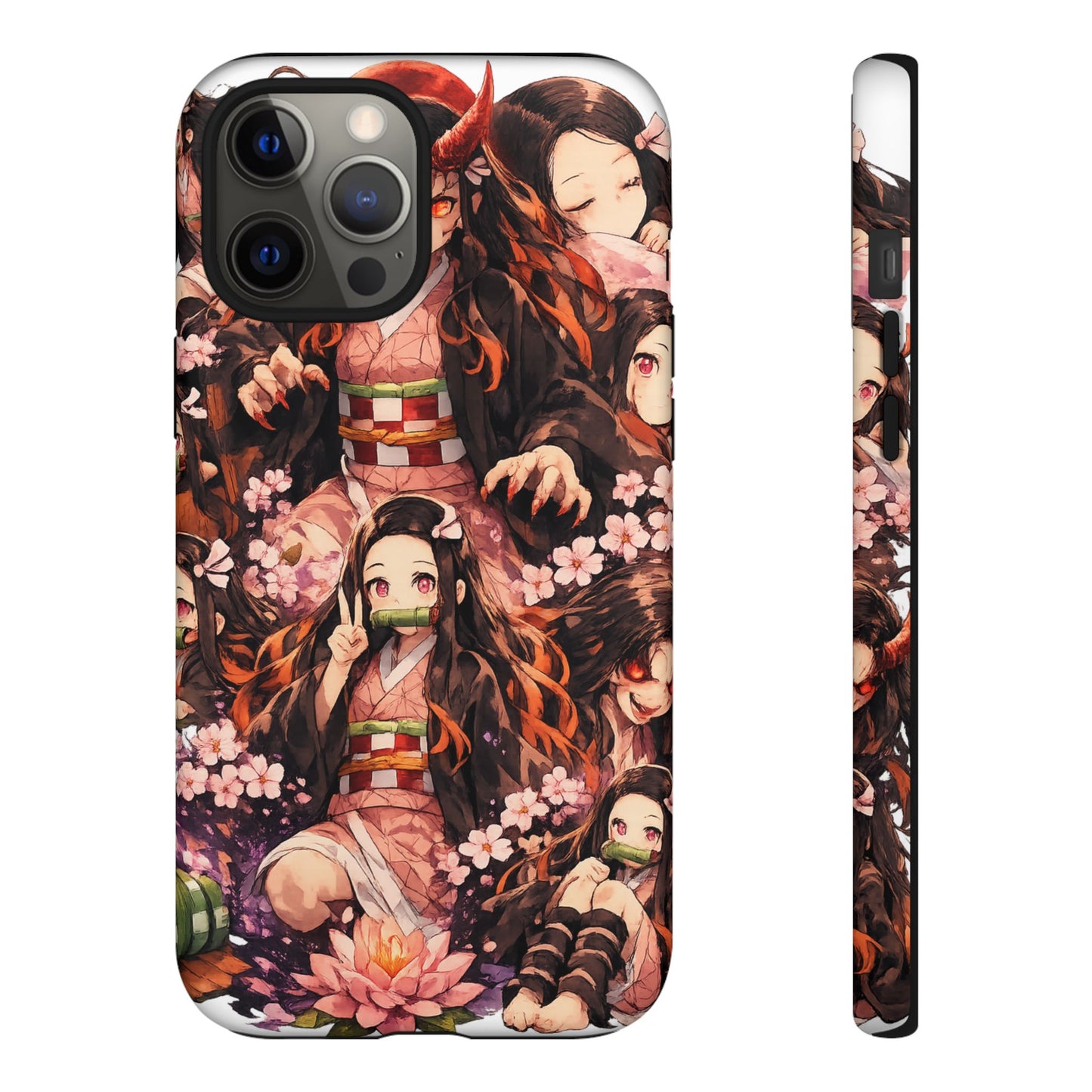 Anime Phone Case — Floral Nezuko Pattern Tough Case