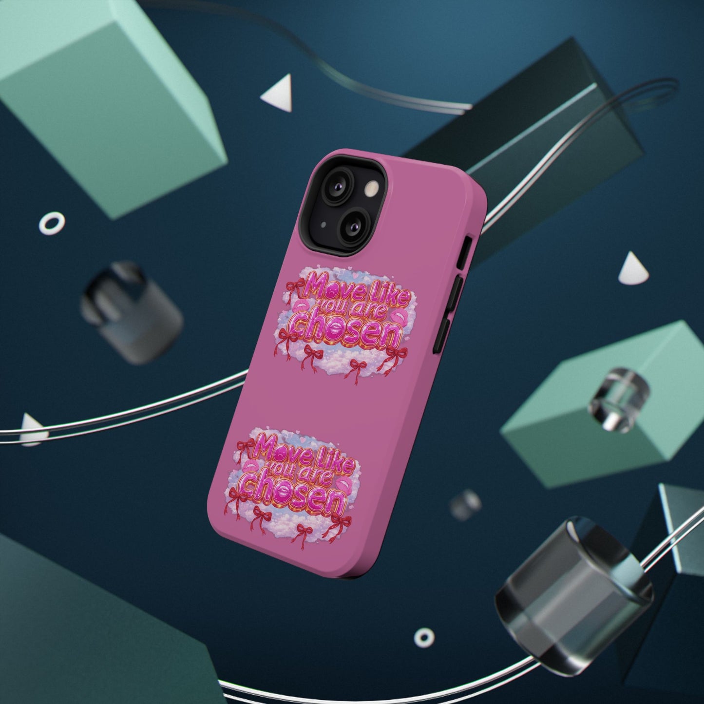 Impact-Resistant Phone Case — “Move Like You Are Chosen” Pink Floral Design