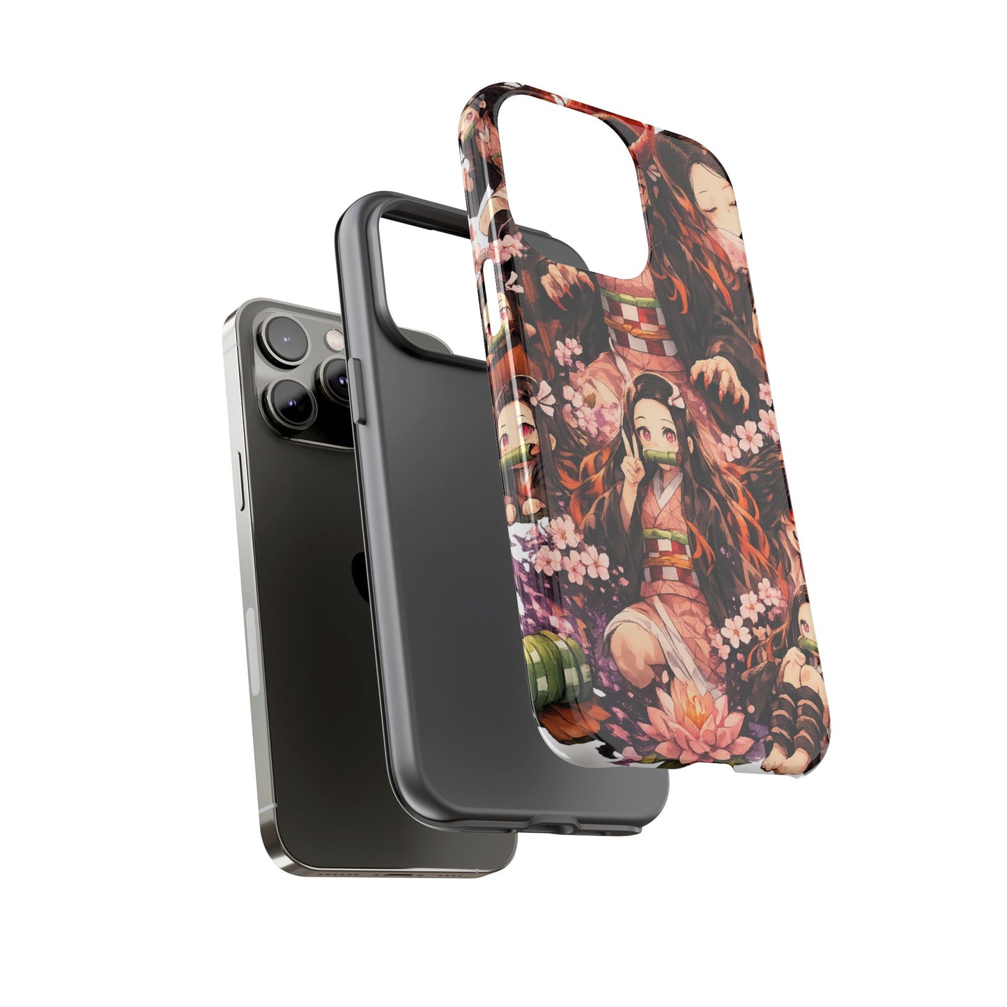 Anime Phone Case — Floral Nezuko Pattern Tough Case