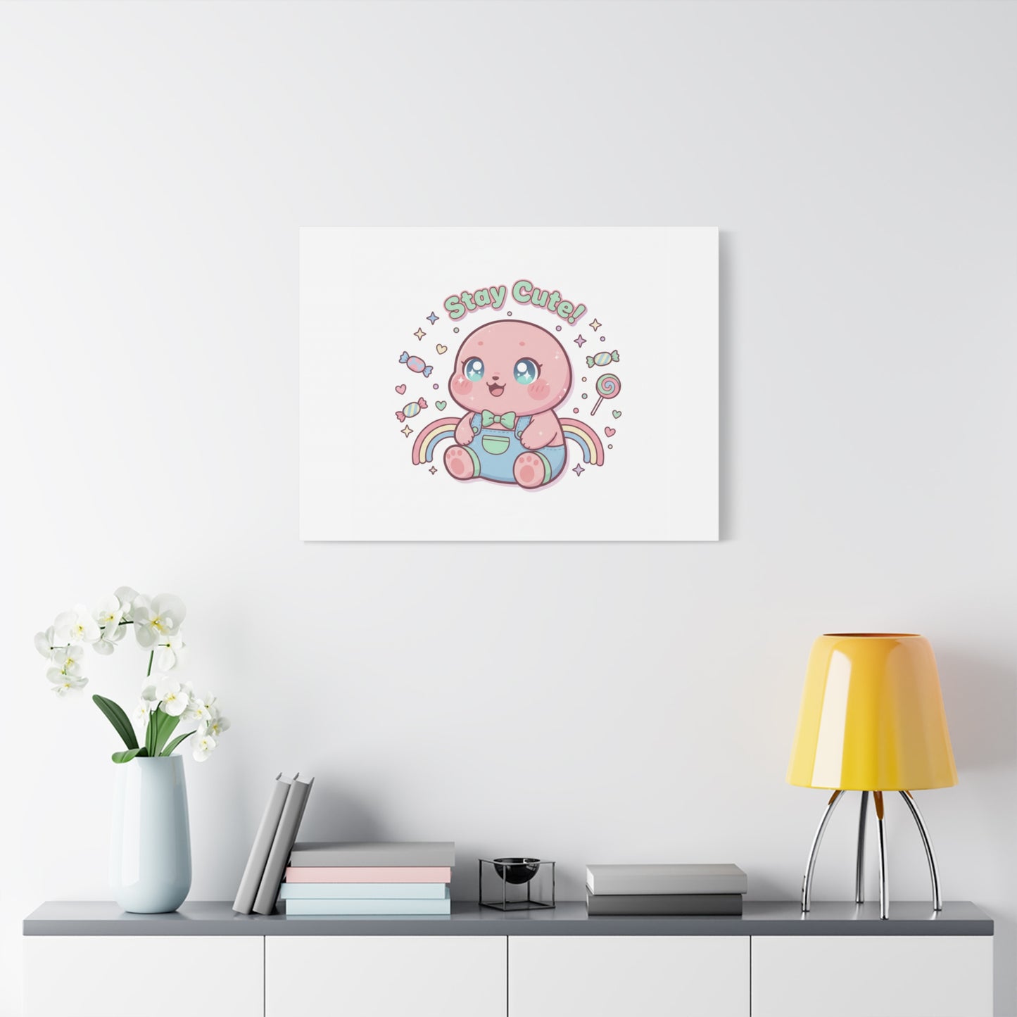 Stay Cute Kawaii Octopus Canvas | Cutecore Pastel, Candy kawaii art