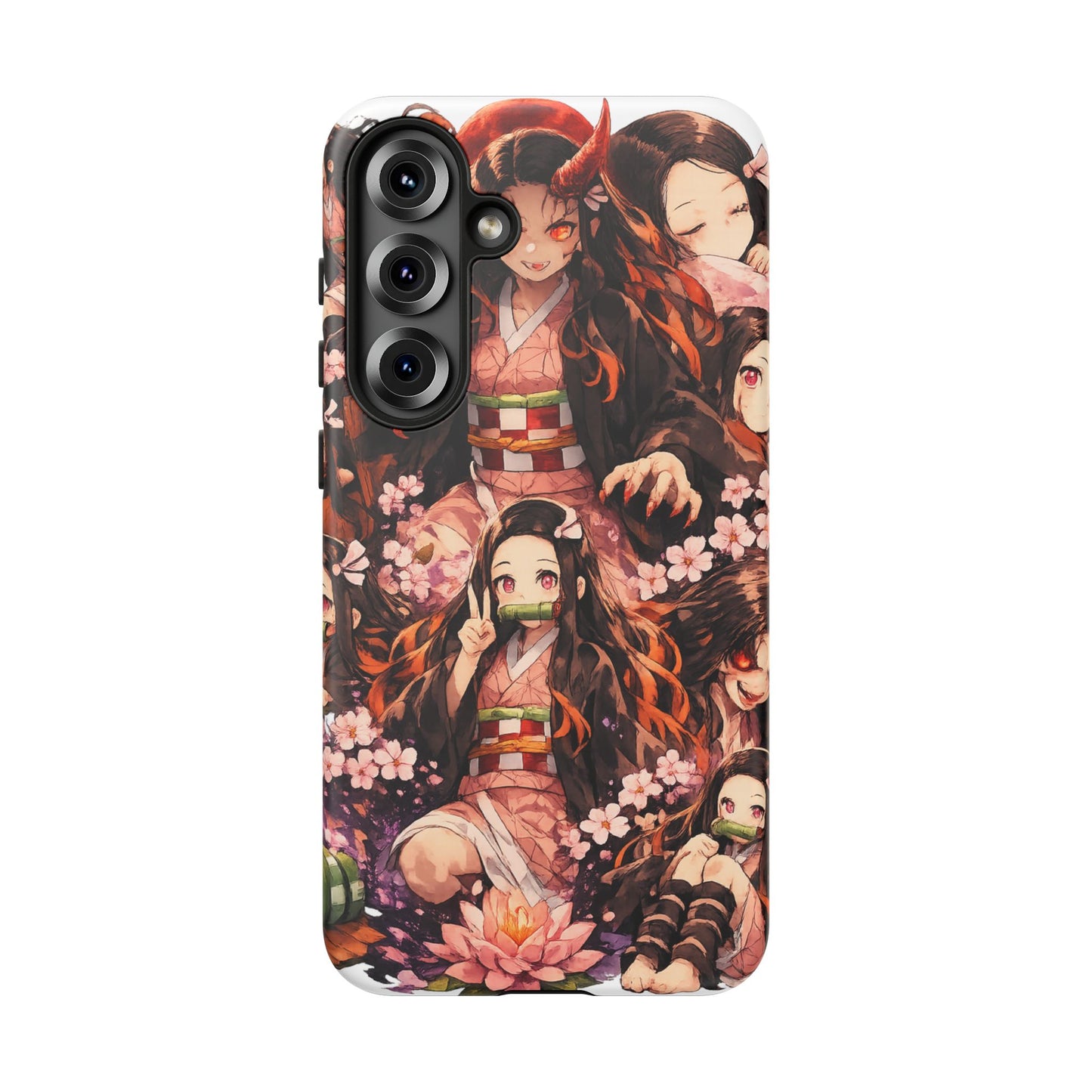 Anime Phone Case — Floral Nezuko Pattern Tough Case