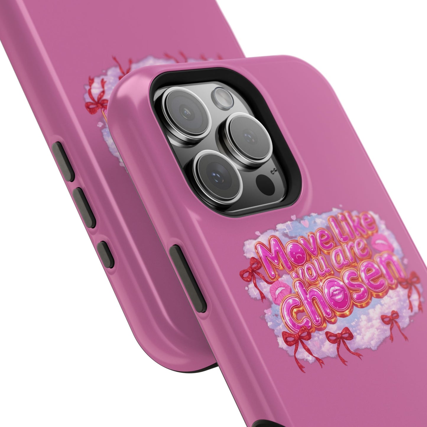 Impact-Resistant Phone Case — “Move Like You Are Chosen” Pink Floral Design