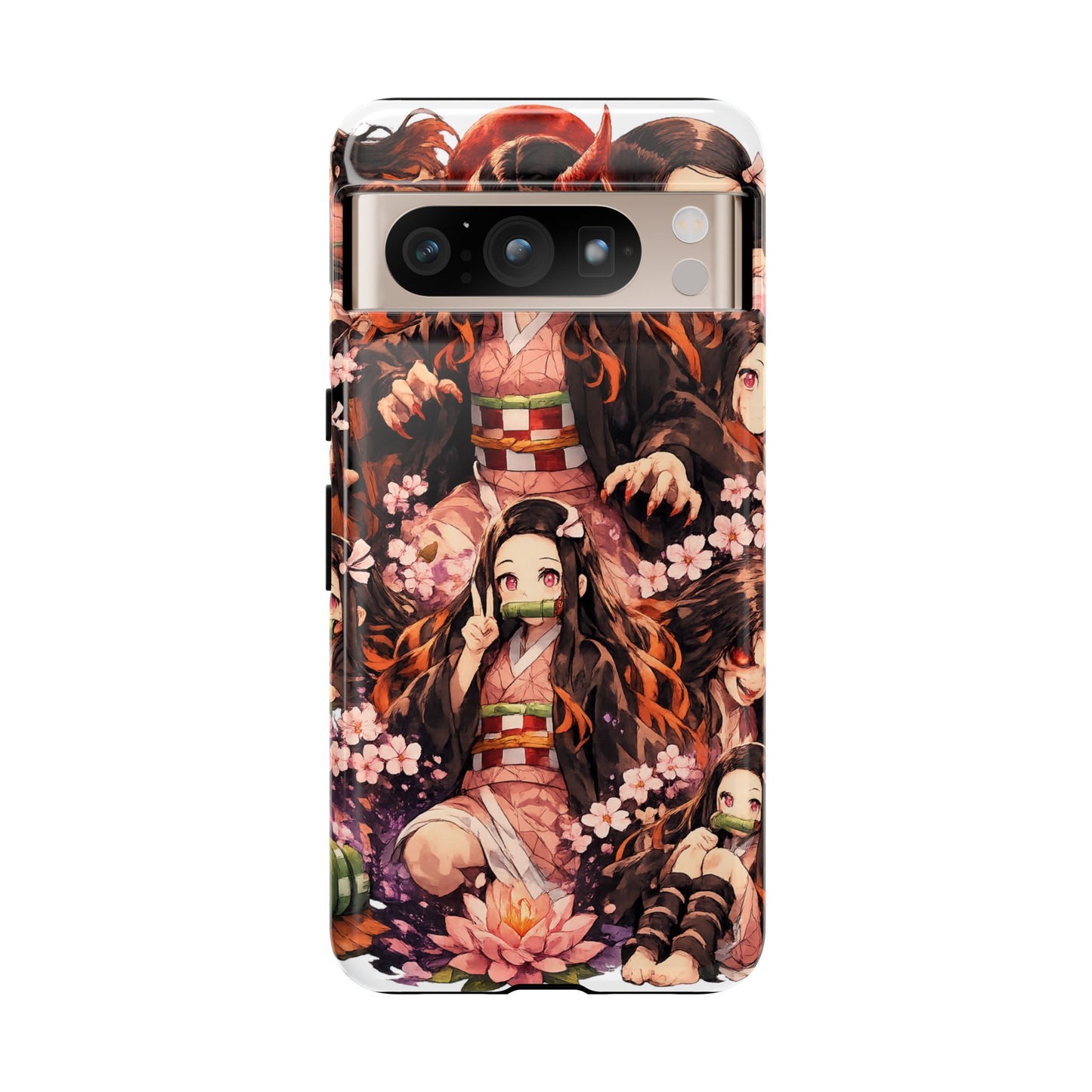 Anime Phone Case — Floral Nezuko Pattern Tough Case