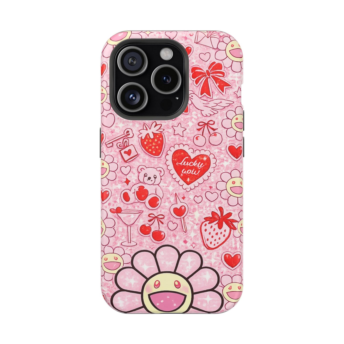 Cute Pink Kawaii Floral Phone Case — Impact-Resistant