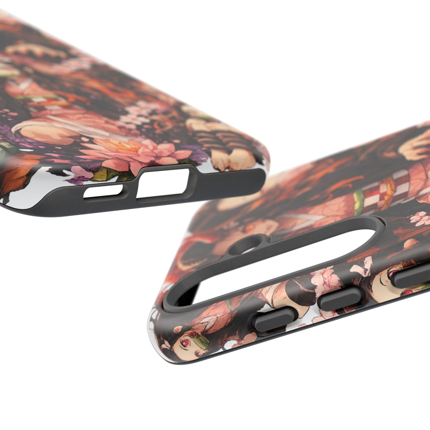 Anime Phone Case — Floral Nezuko Pattern Tough Case
