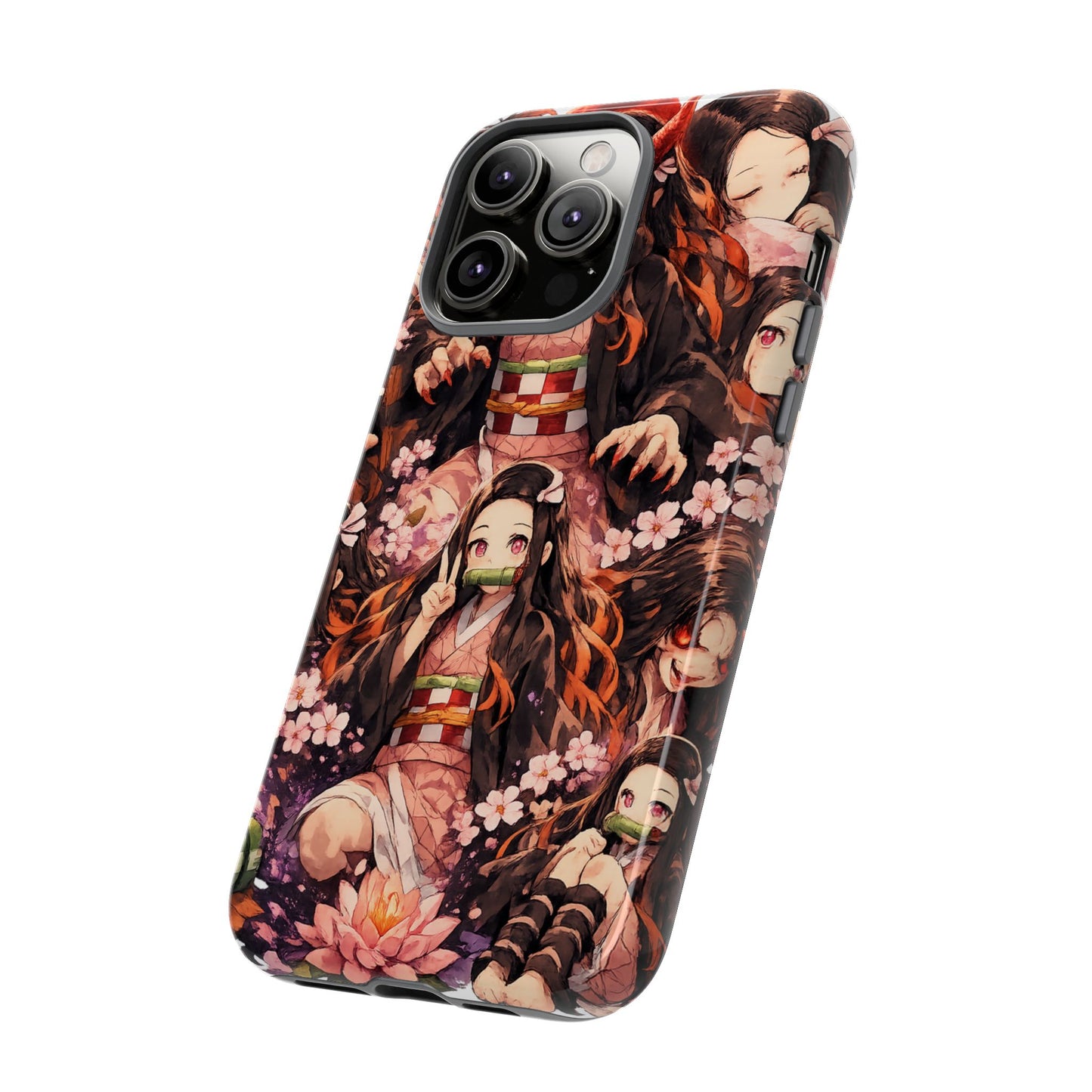 Anime Phone Case — Floral Nezuko Pattern Tough Case